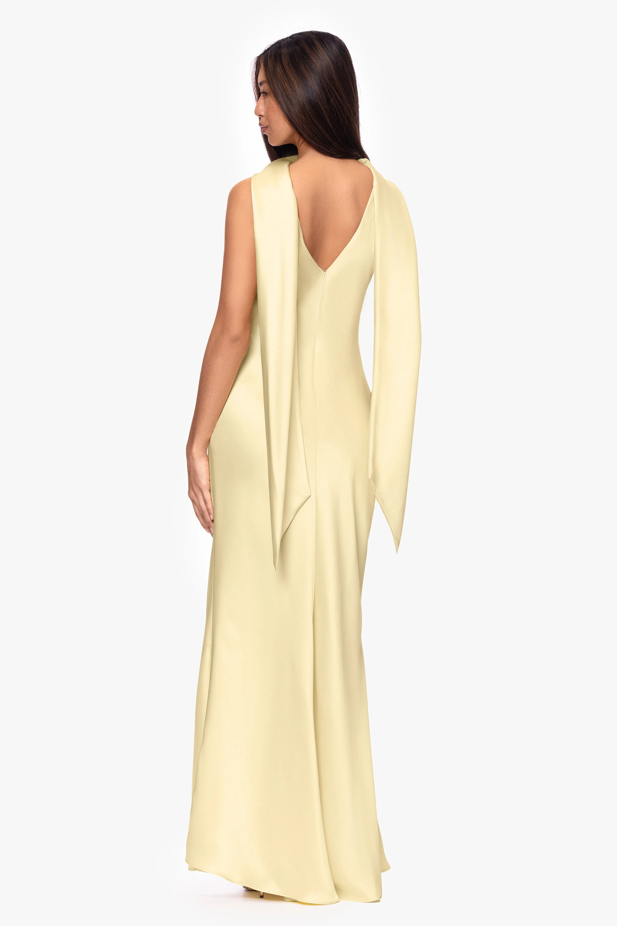 "Mackenzie" Satin Back Sash Floor Length Dress sold by Xscape product image thumbnail 3