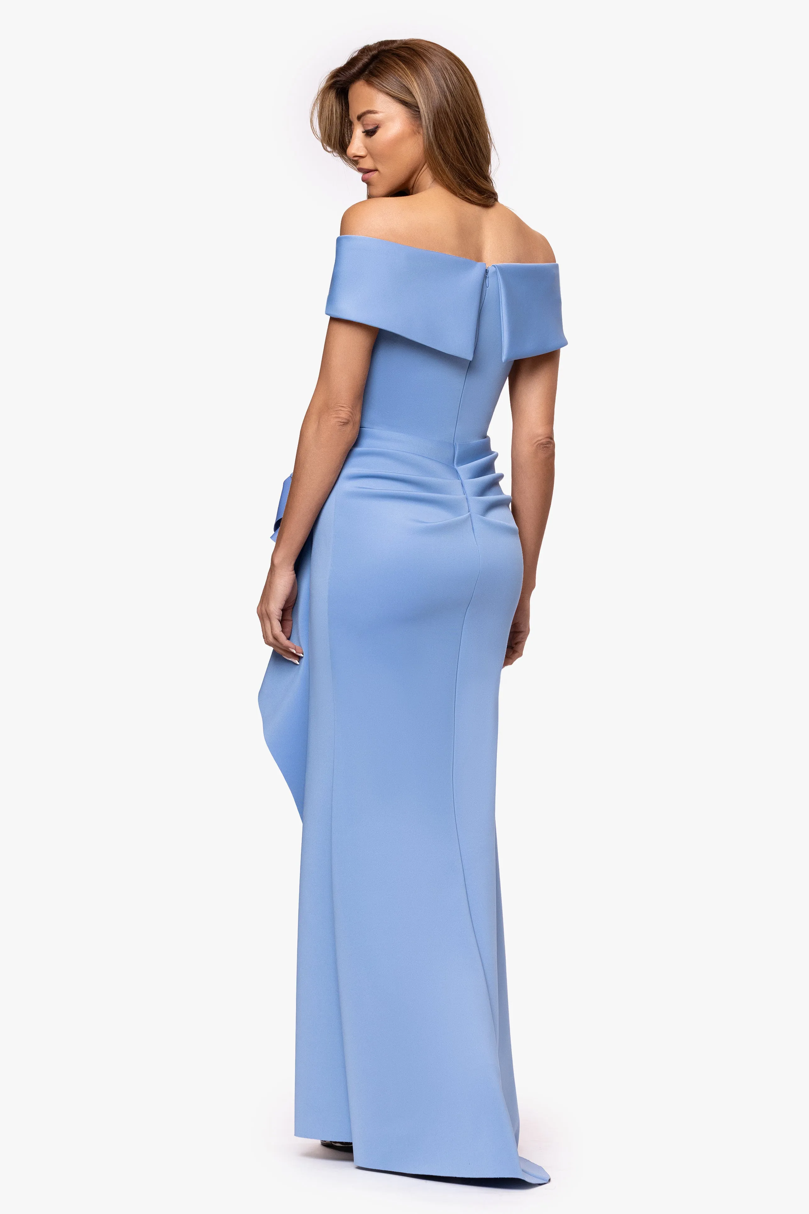 "Patti" Long Off the Shoulder Techno Scuba Dress sold by Xscape product image thumbnail 3