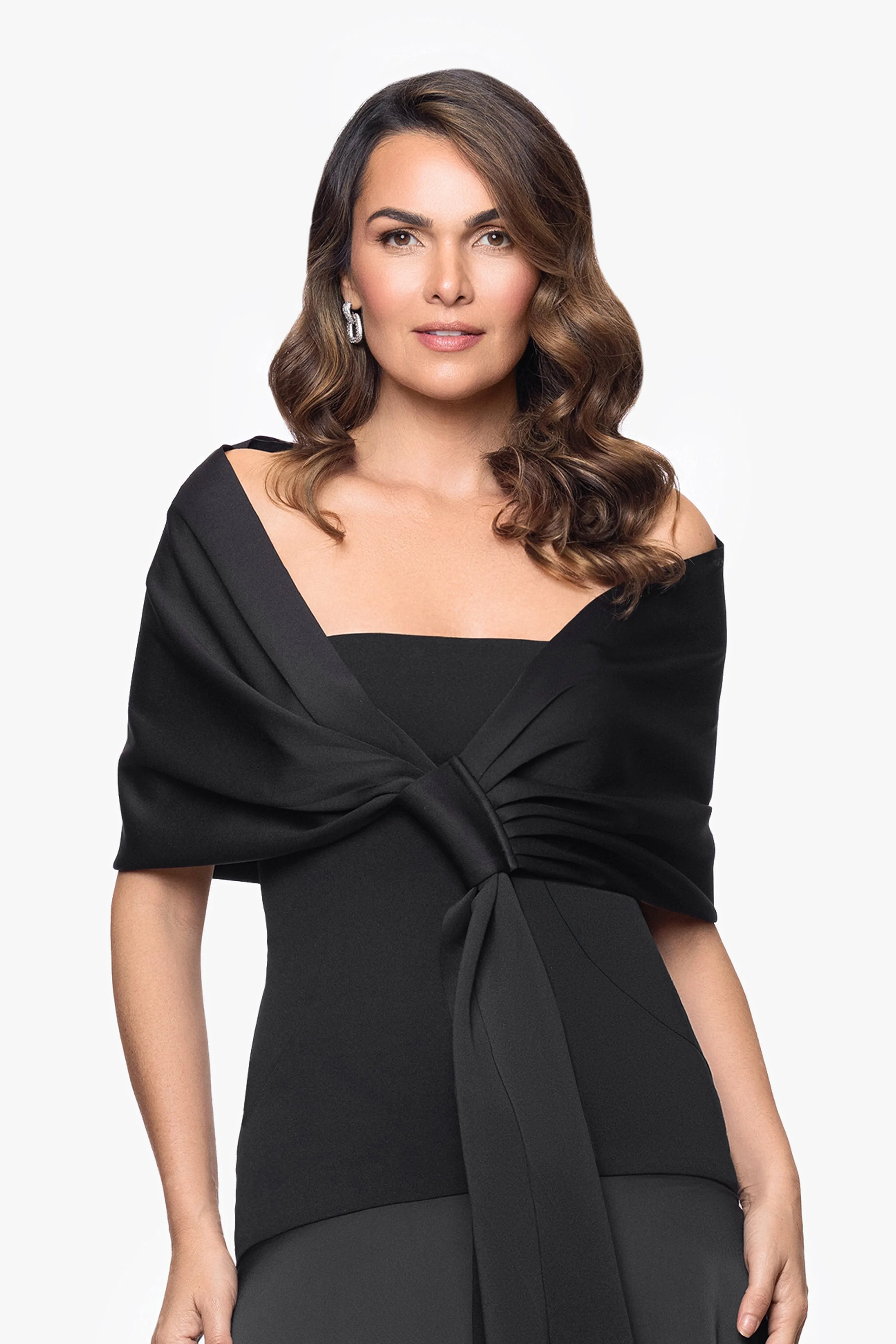 "Carol" Techno Scuba Pull Through Shawl Wrap sold by Xscape product image thumbnail 3