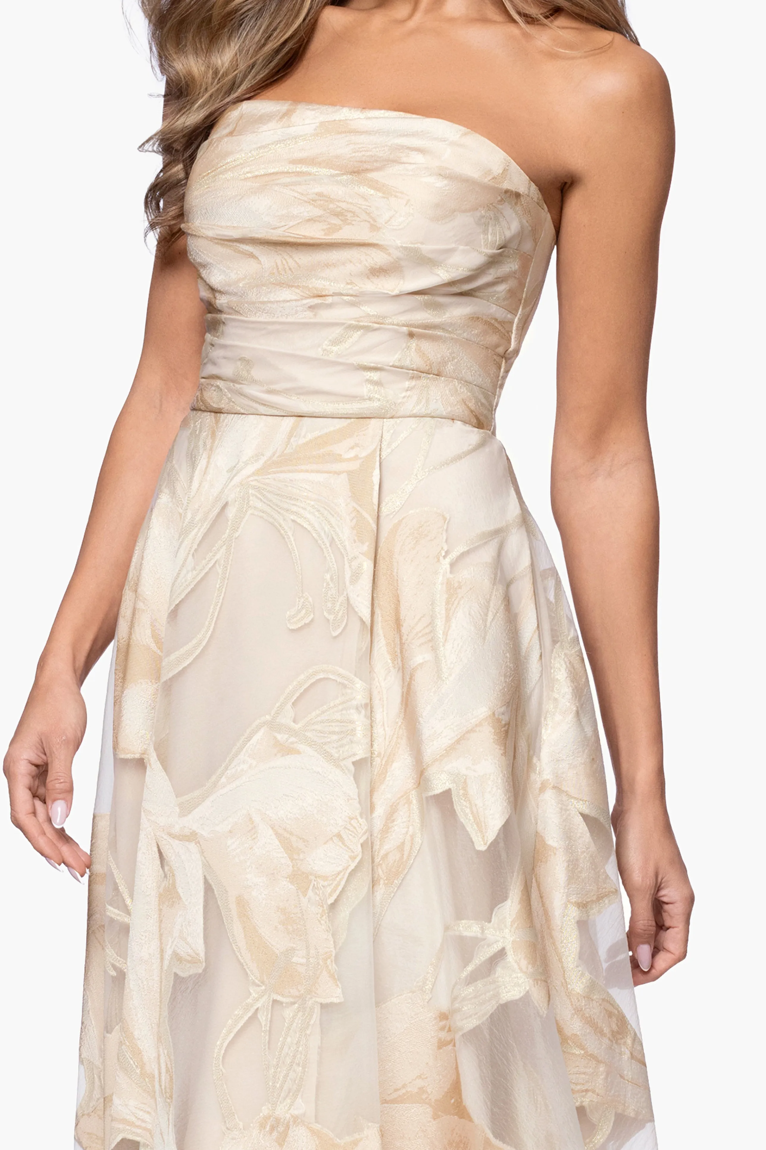 "Shania" Jacquard Strapless Floor Length Dress sold by Xscape product image thumbnail 2