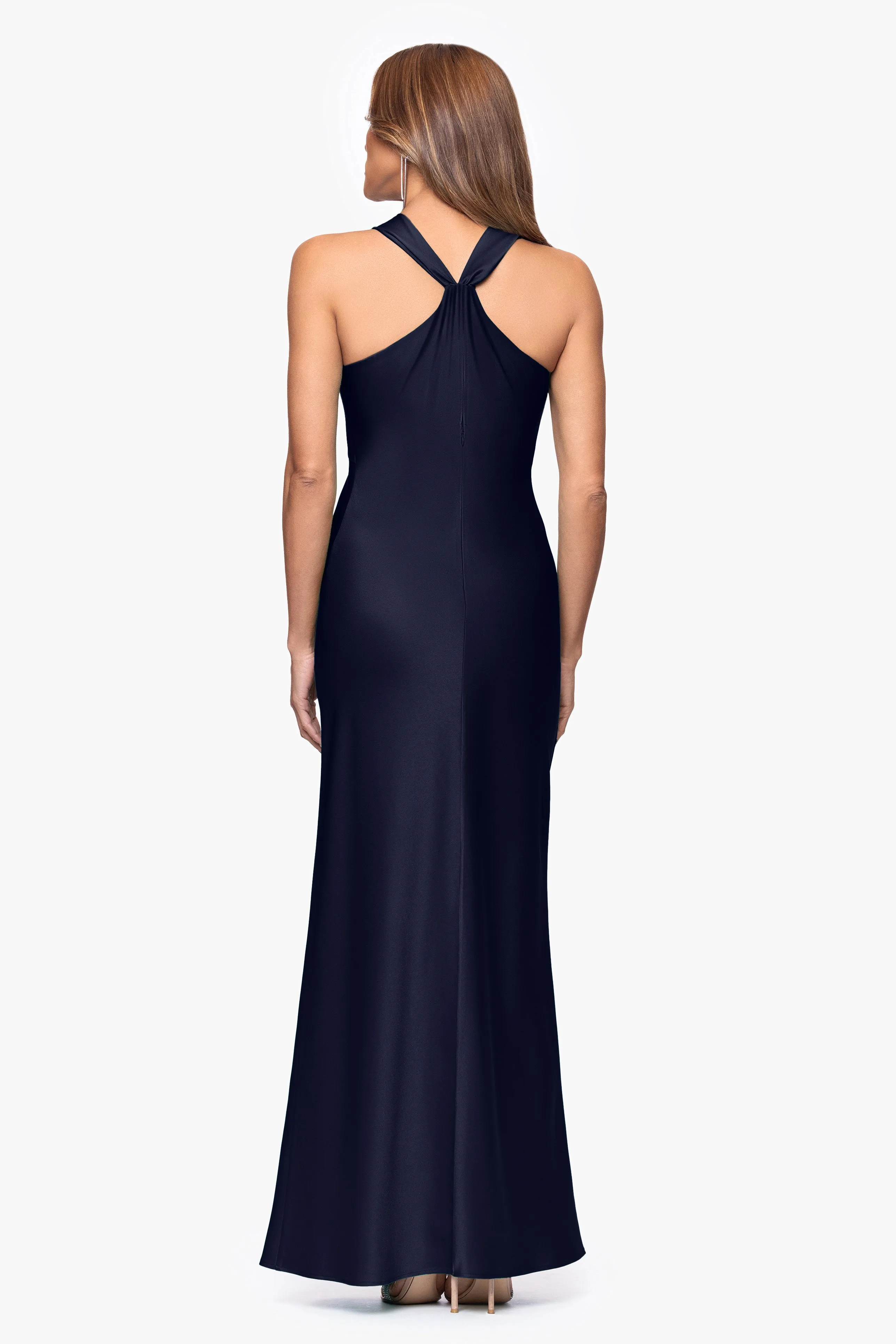 "Veronica" Satin Cowl Neck Floor Length Dress sold by Xscape product image thumbnail 3