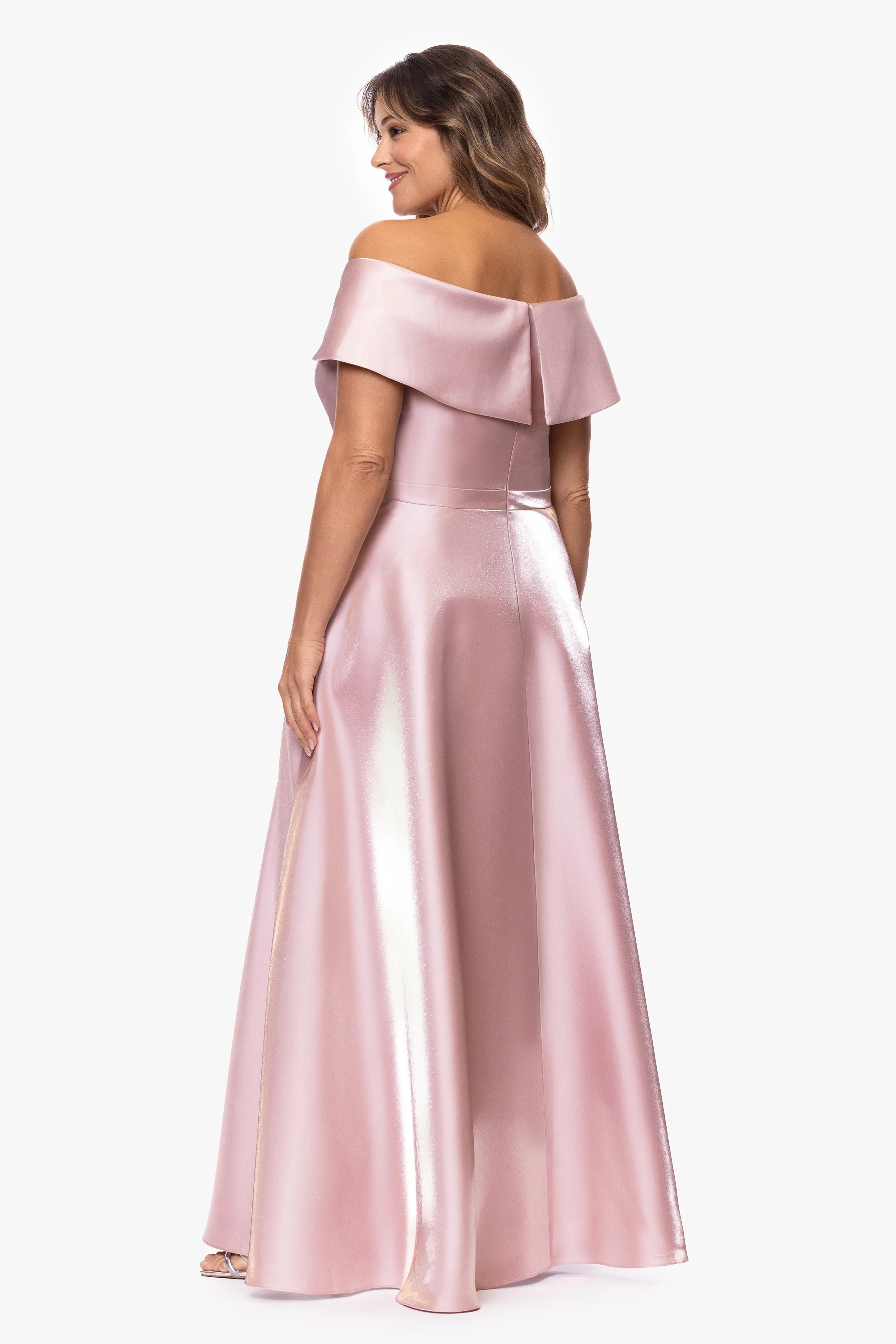 Plus "Laney" Mikado Off the Shoulder Floor Length Dress sold by Xscape product image thumbnail 3