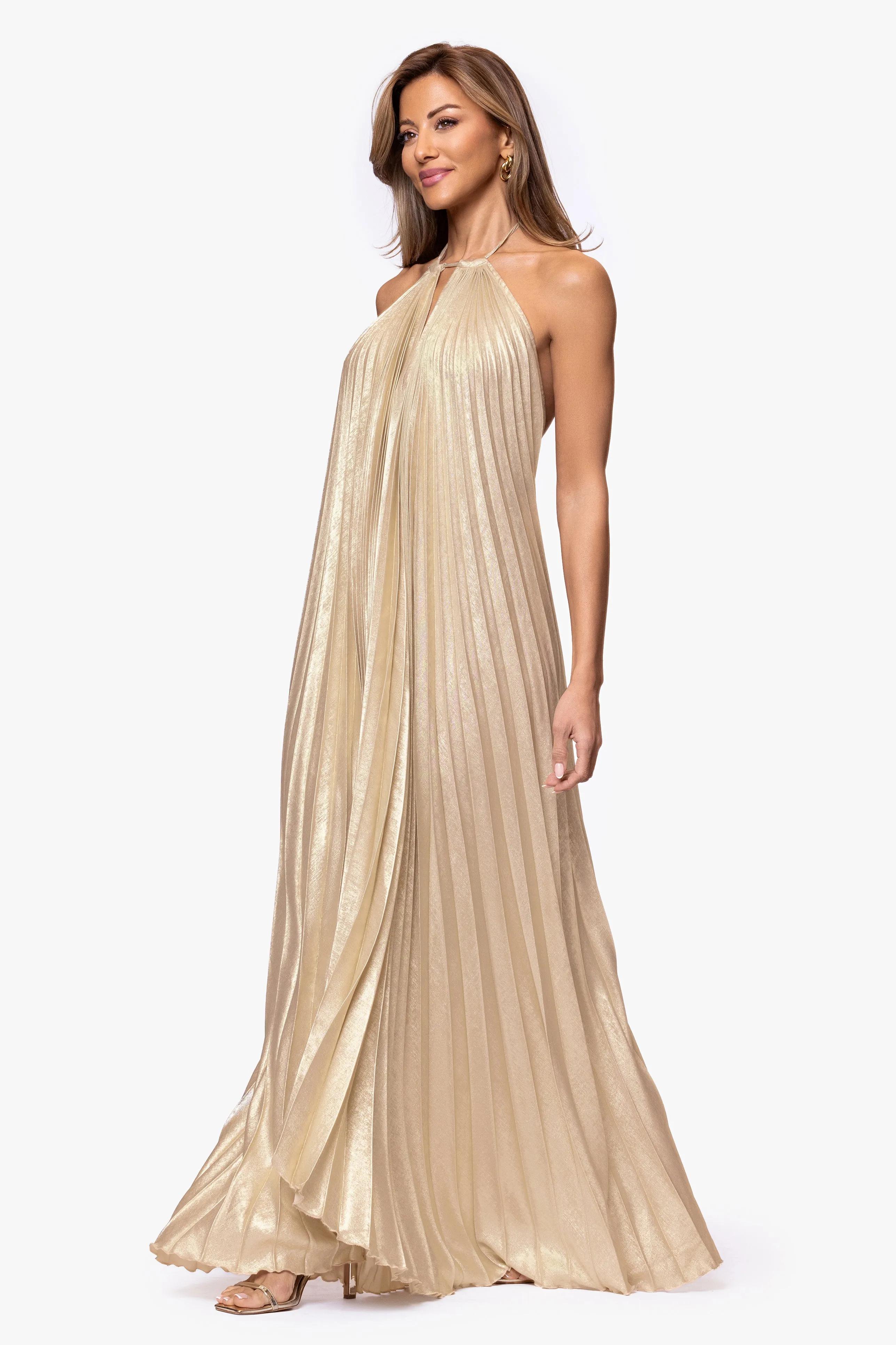"Bailey" Metallic Halter Neck Floor Length Dress sold by Xscape product image thumbnail 5