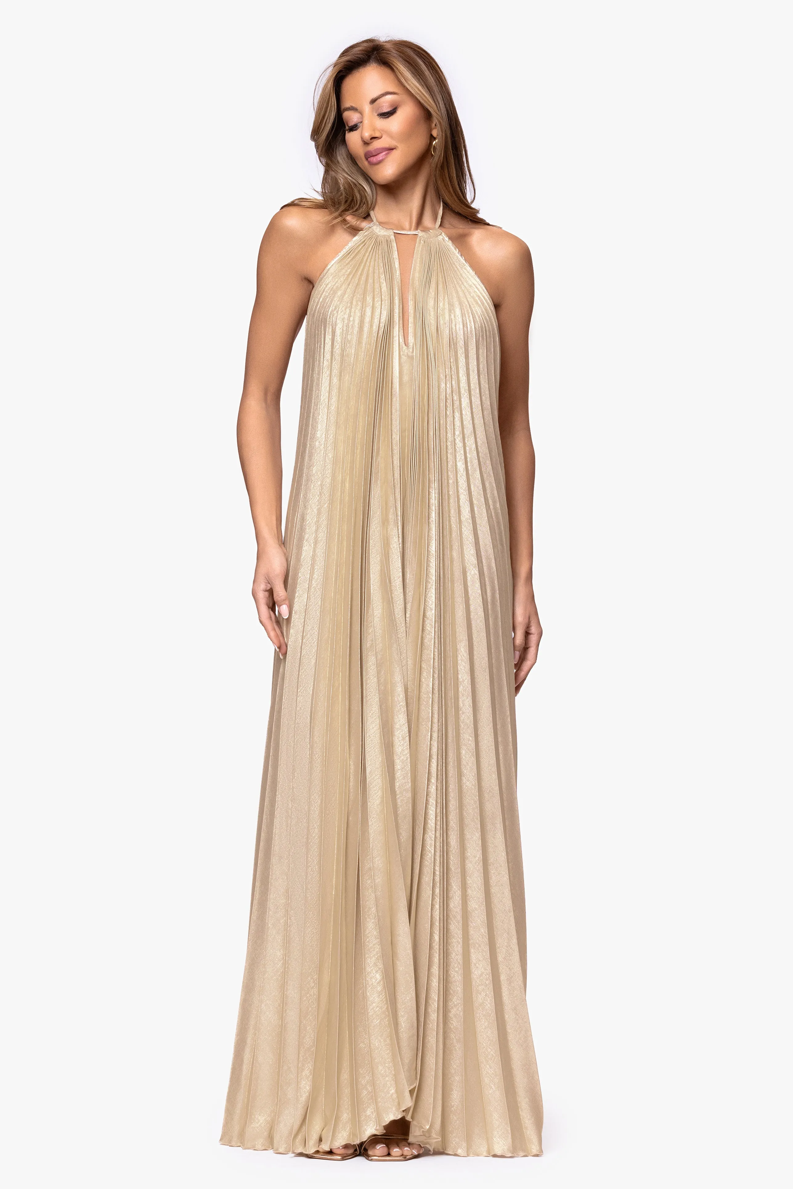 "Bailey" Metallic Halter Neck Floor Length Dress sold by Xscape product image thumbnail 2