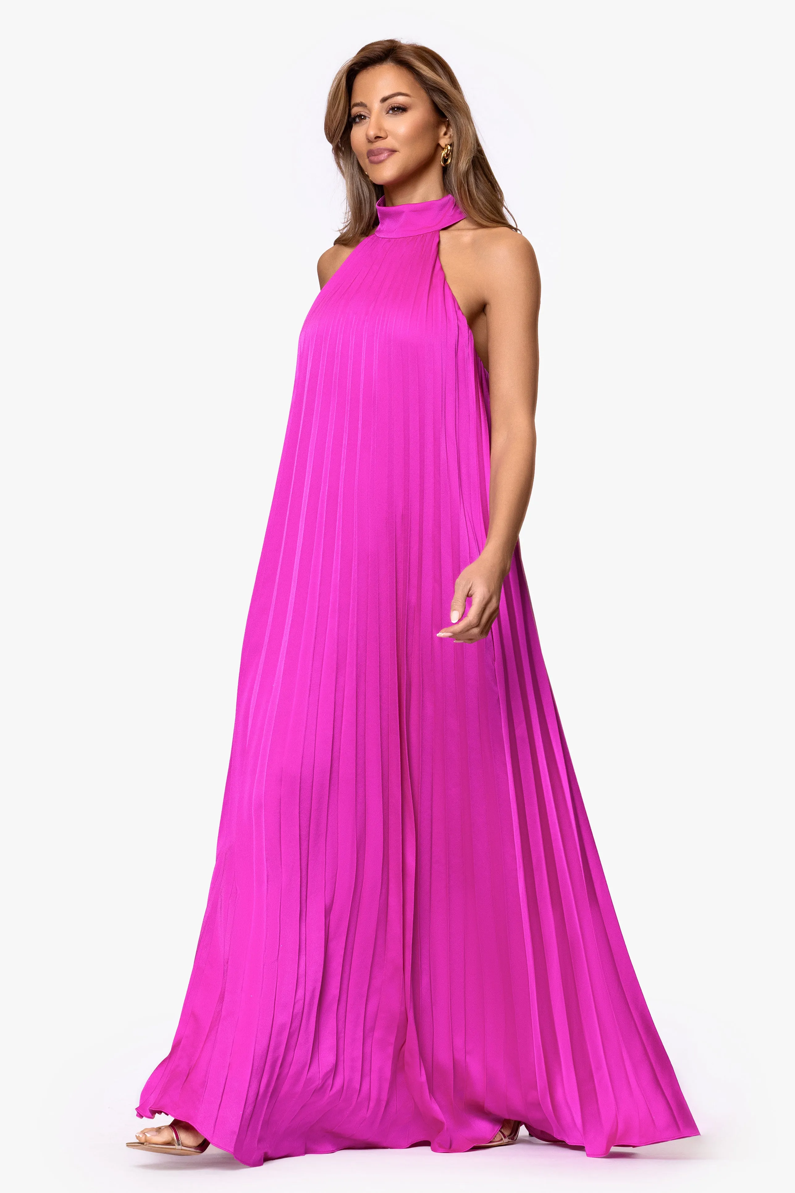 "Klaudine" Satin Mock Neck Floor Length Dress sold by Xscape product image thumbnail 5