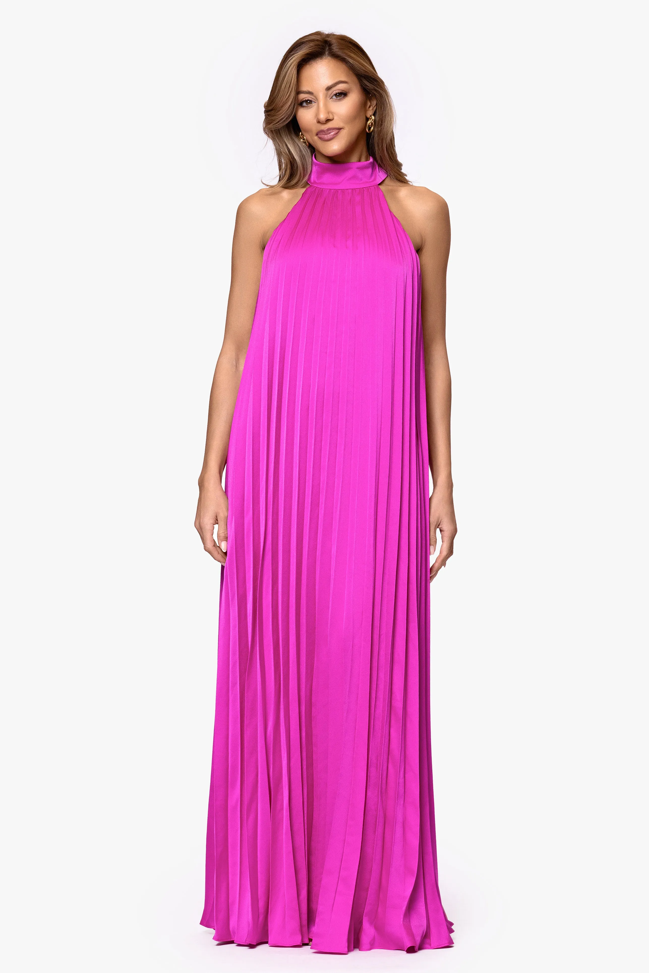 "Klaudine" Satin Mock Neck Floor Length Dress sold by Xscape product image thumbnail 4