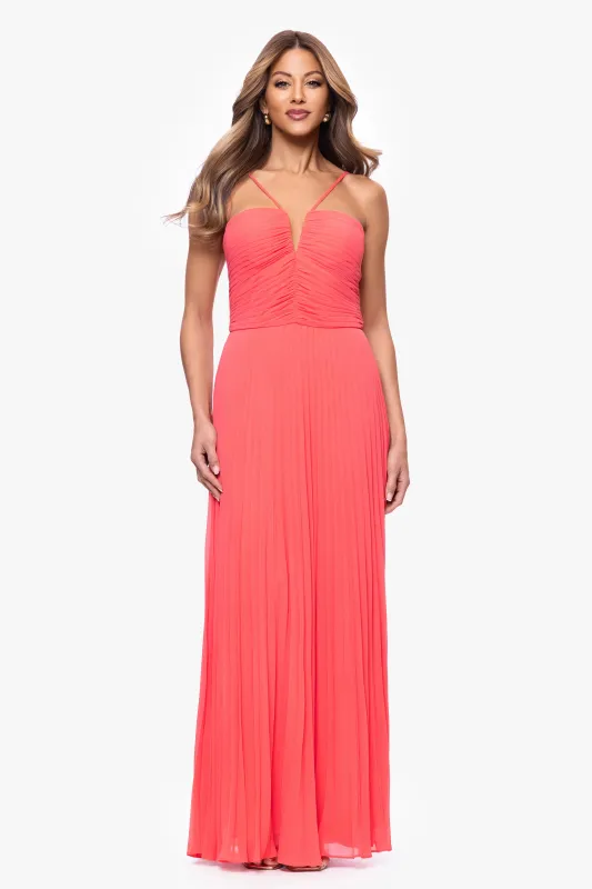 "Kaia" Chiffon Pleated Floor Length Dress sold by Xscape