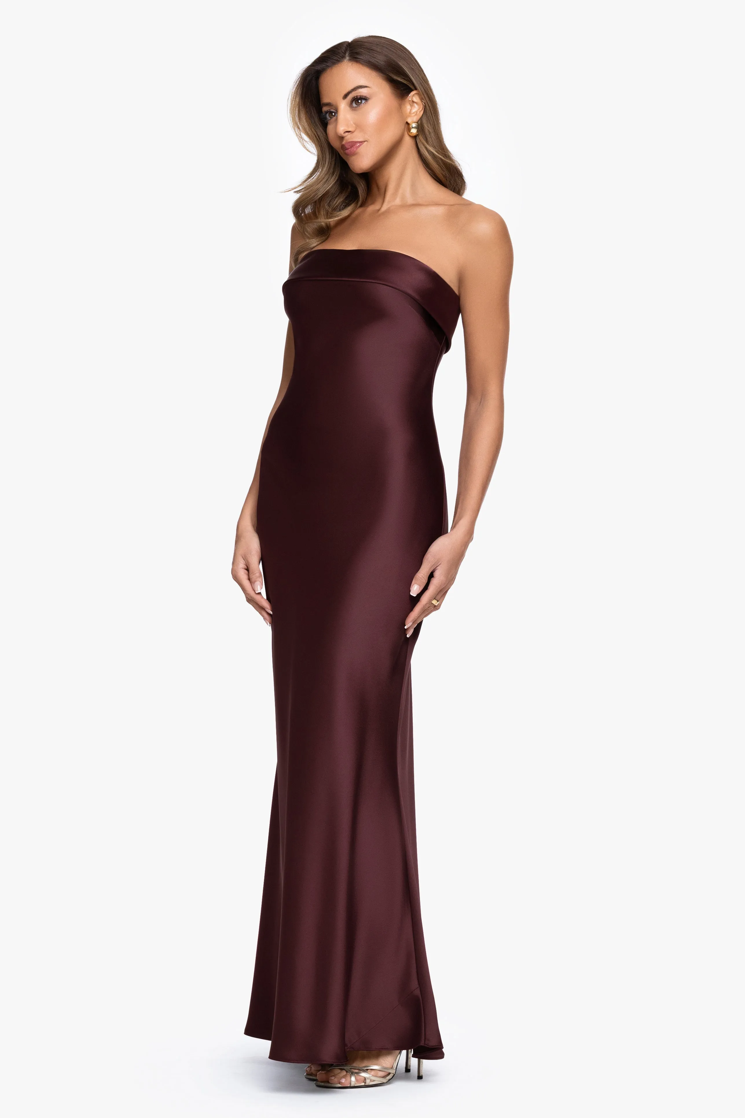 "Reese" Satin Long Strapless Gown sold by Xscape product image thumbnail 4