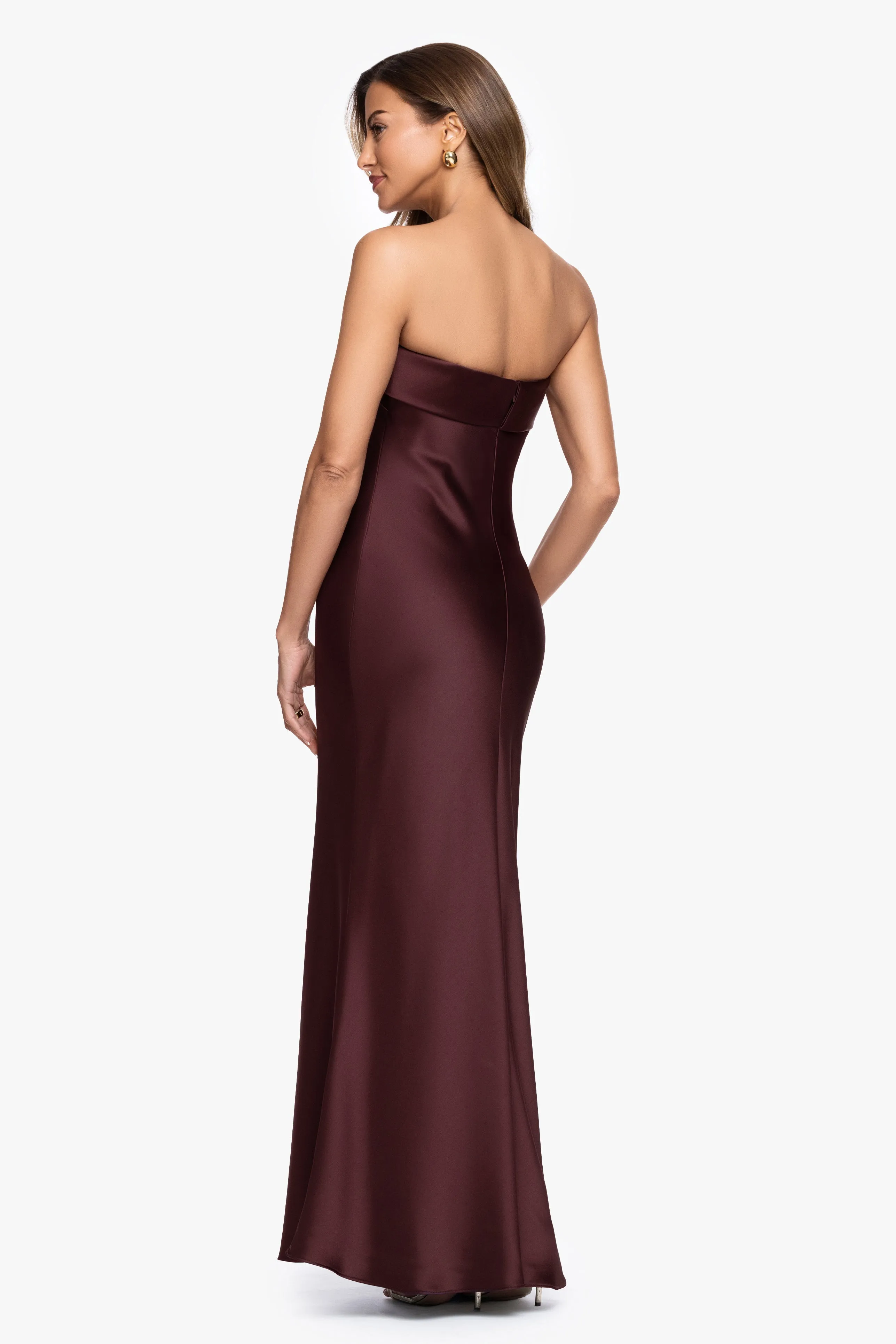 "Reese" Satin Long Strapless Gown sold by Xscape product image thumbnail 3