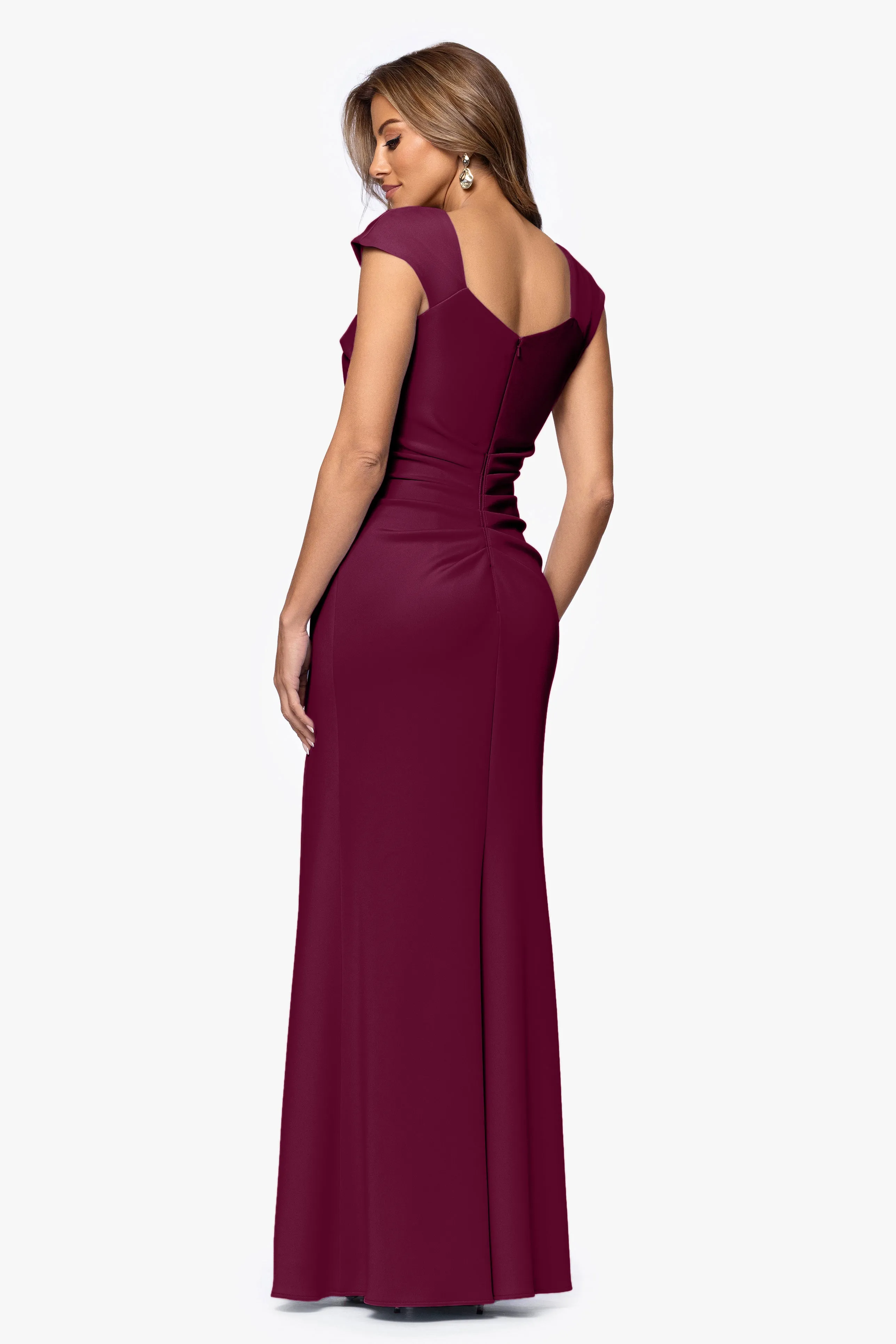 Petite "Patti" Long Off the Shoulder Techno Scuba Dress sold by Xscape product image thumbnail 4
