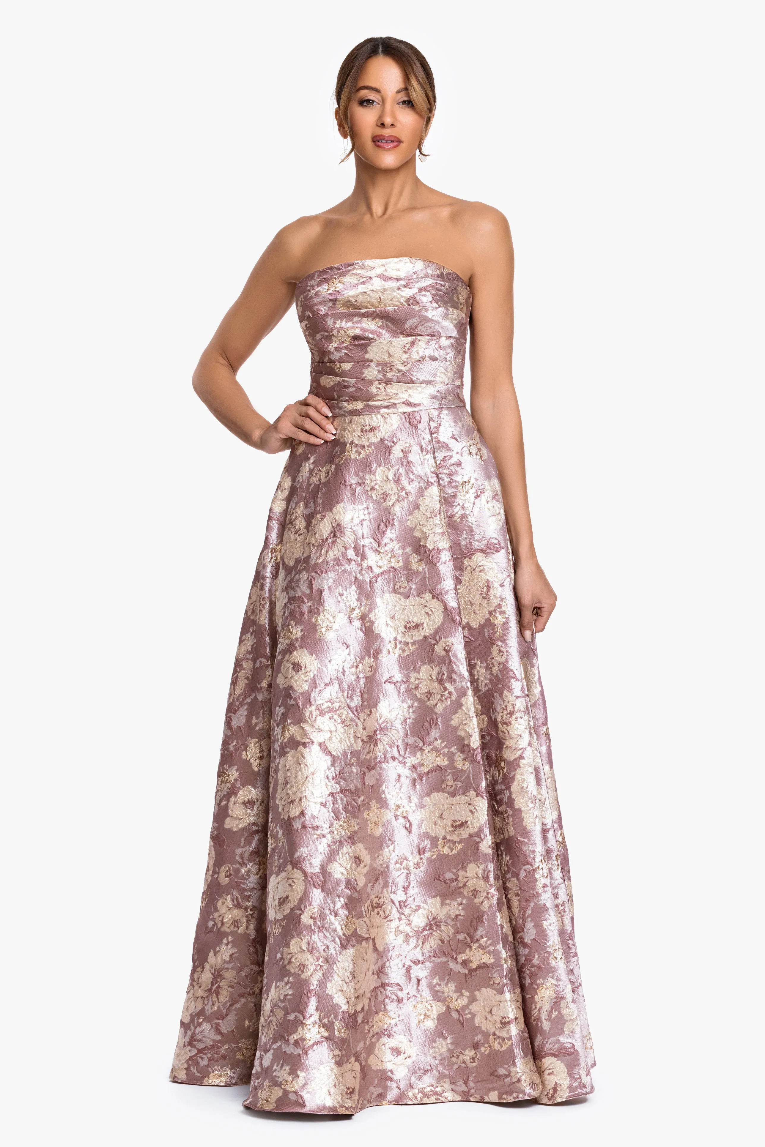 "Scarlett" Brocade Strapless Ball Gown sold by Xscape