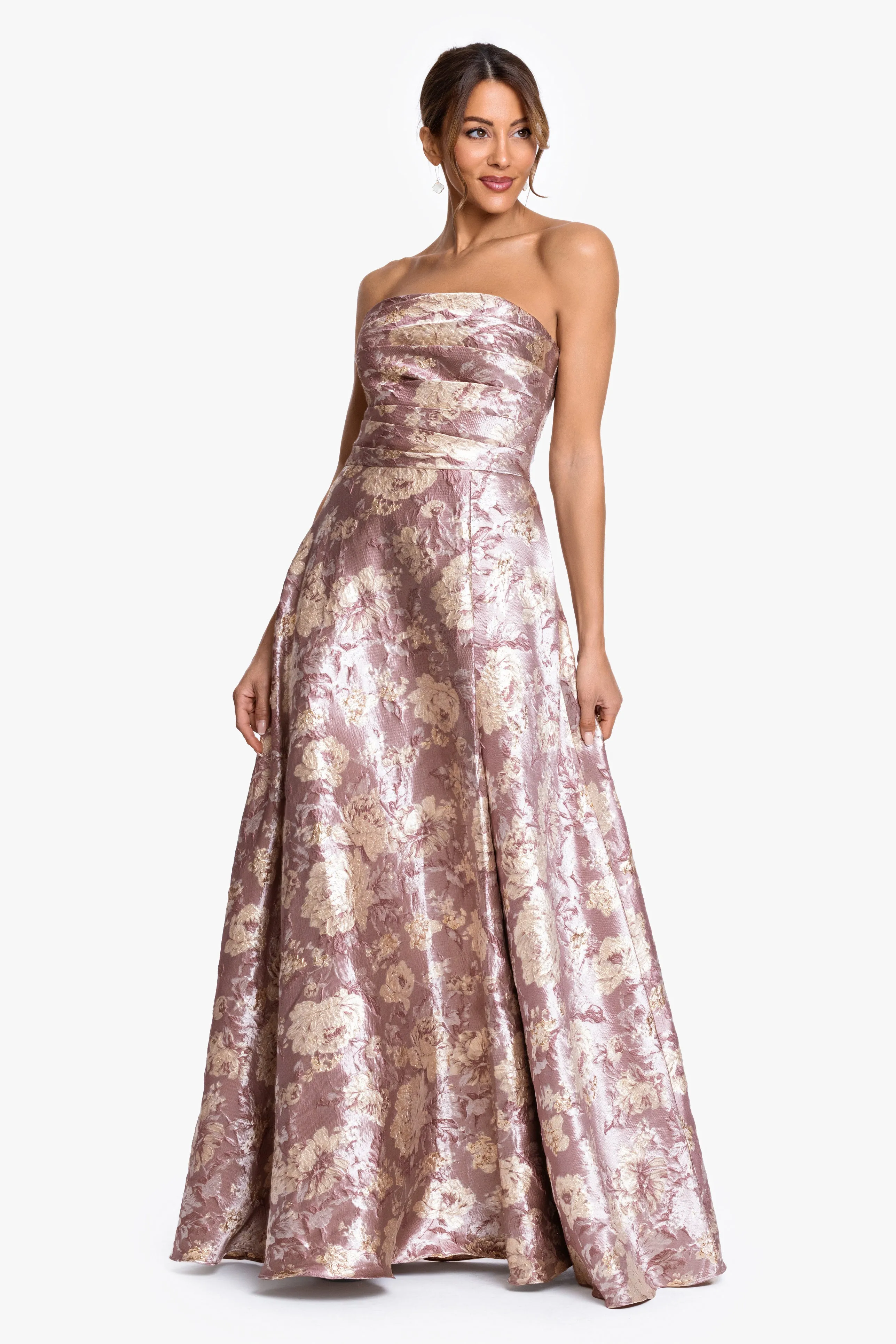 "Scarlett" Brocade Strapless Ball Gown sold by Xscape product image thumbnail 5