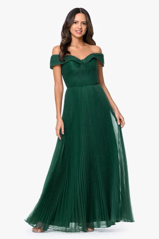 "Cora" Organza Pleated Off The Shoulder Dress made by Xscape