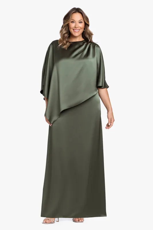 Plus "Ellen" Satin Overlay Cape Dress made by Xscape