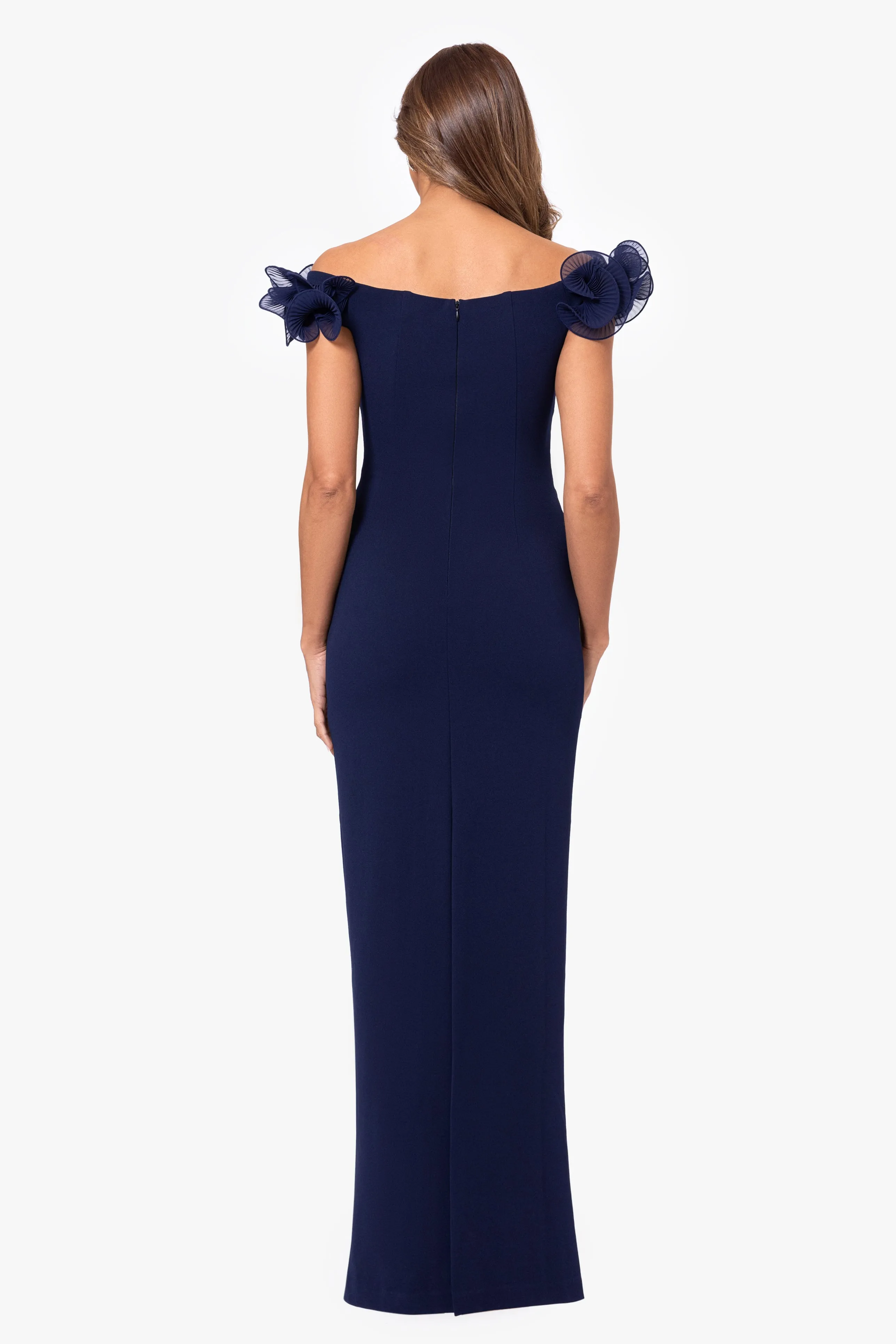 "Jessica" Scuba Crepe Ruffle Wire Neck Dress sold by Xscape product image thumbnail 3