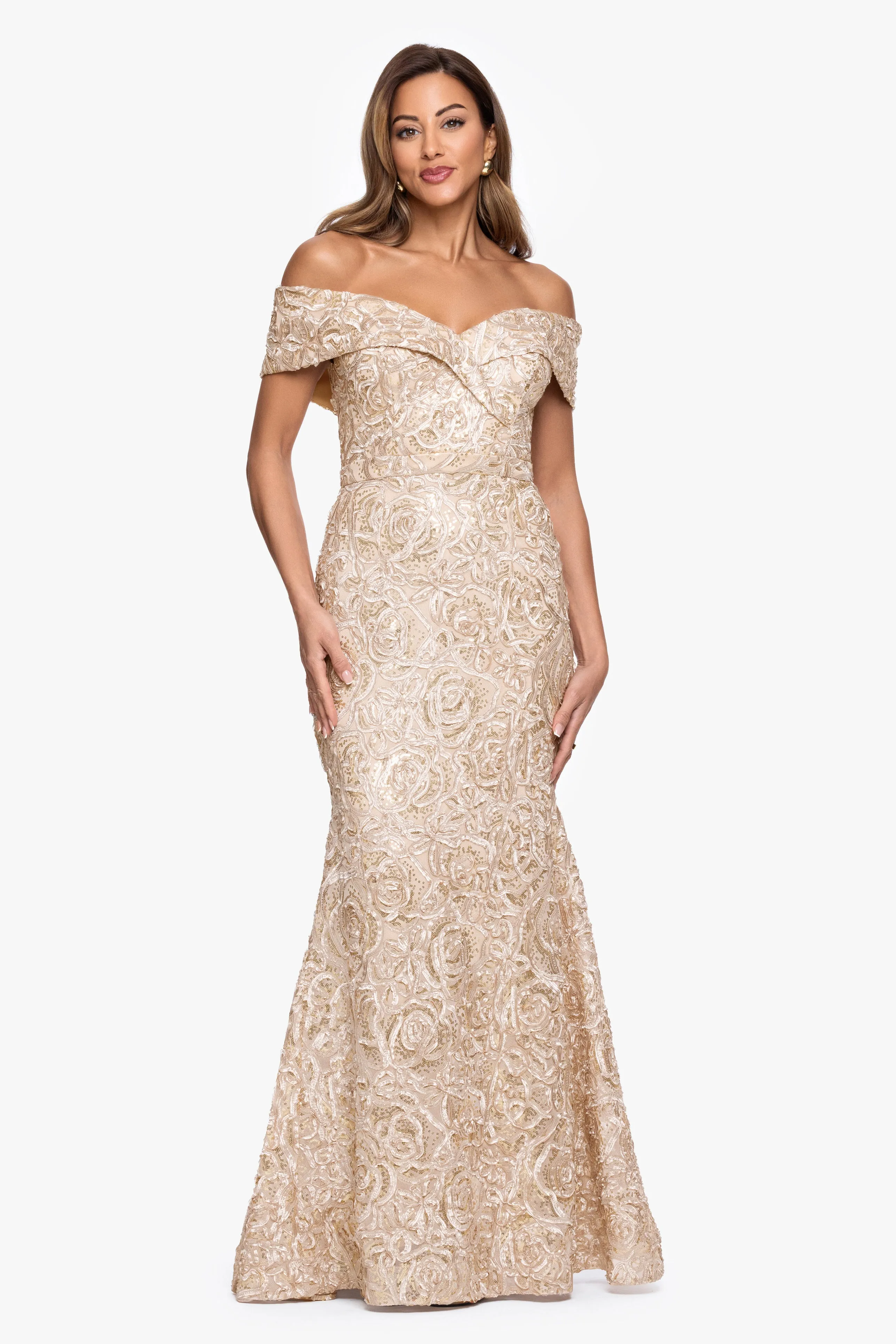 Petite "Georgia" Soutache Off The Shoulder Gown sold by Xscape product image thumbnail 2