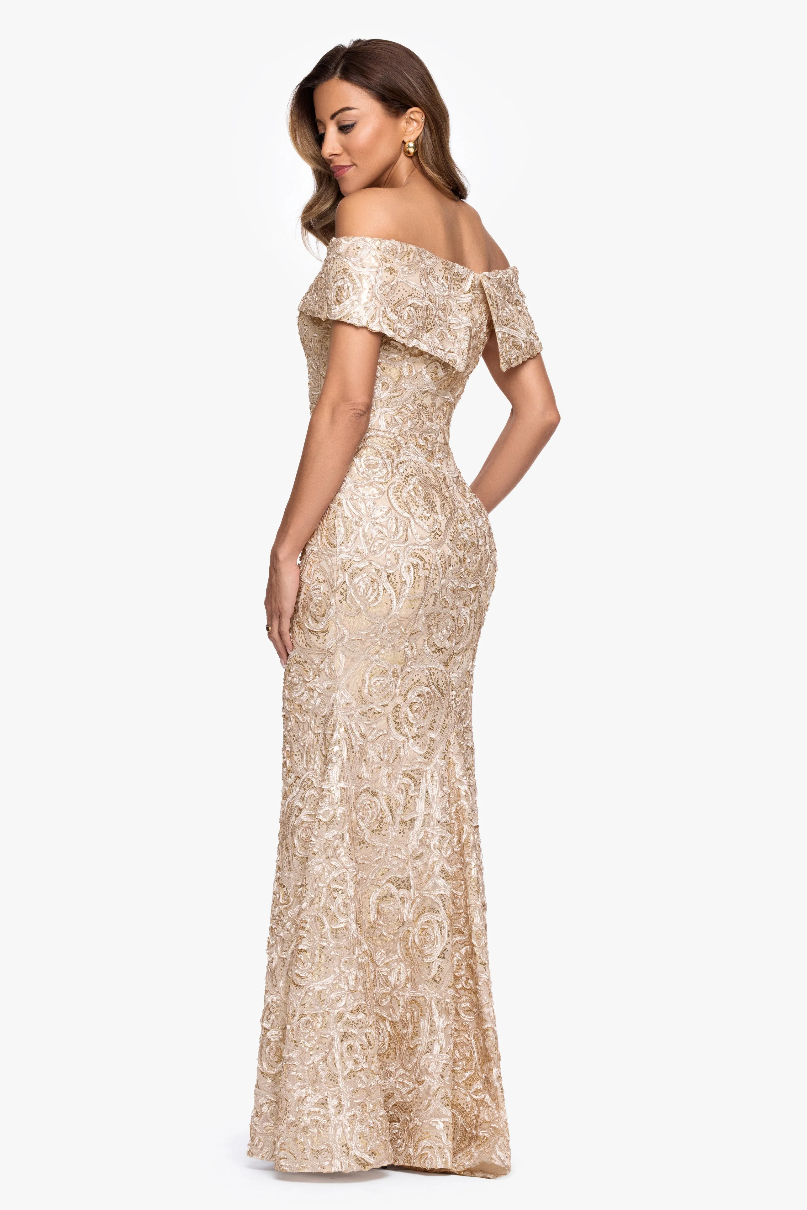 Petite "Georgia" Soutache Off The Shoulder Gown sold by Xscape product image thumbnail 4