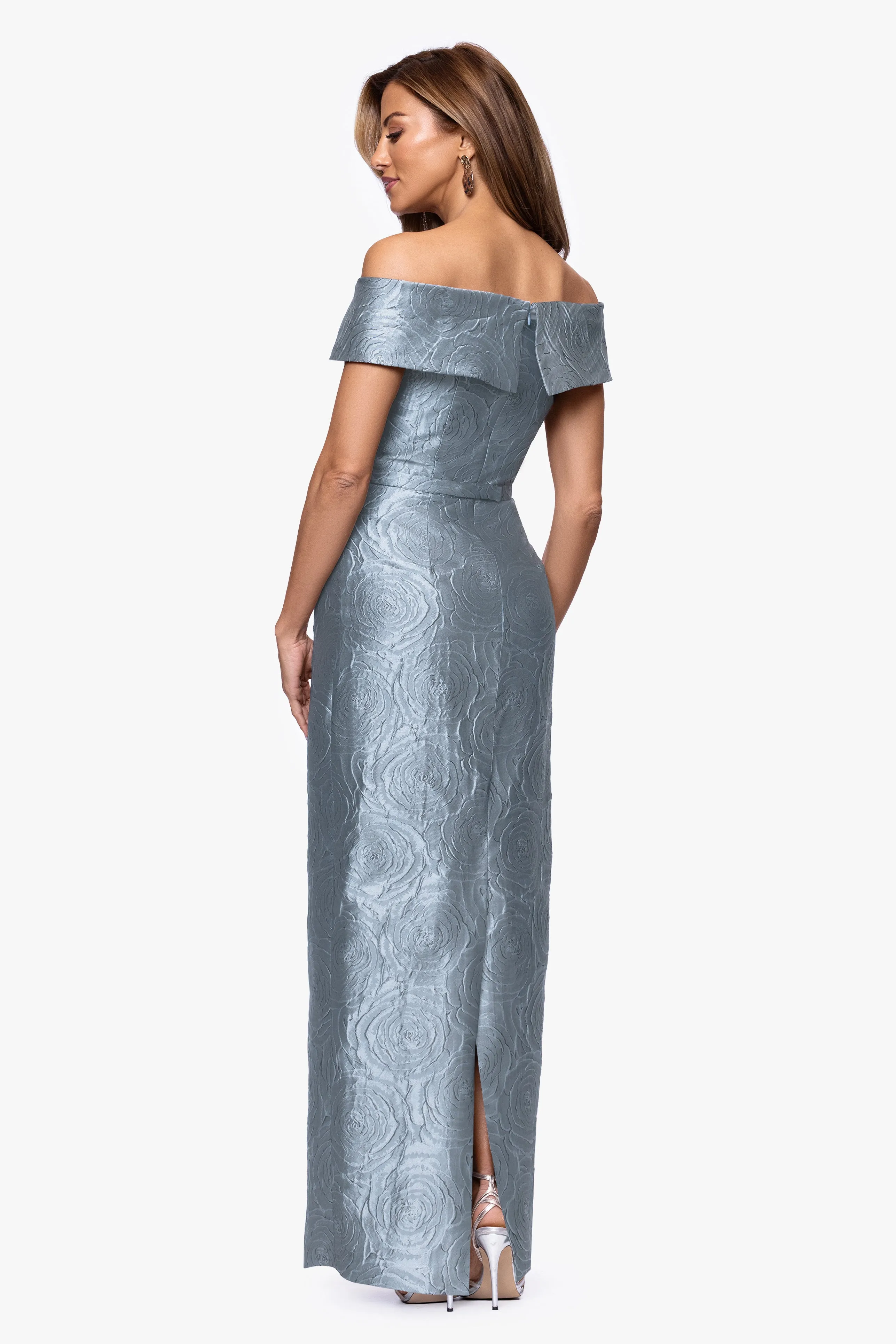 Petite "Barbara" Jacquard Off The Shoulder Dress sold by Xscape product image thumbnail 4