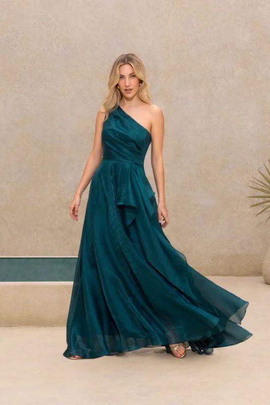 "Samantha" Organza One Shoulder Ruffle Dress made by Xscape