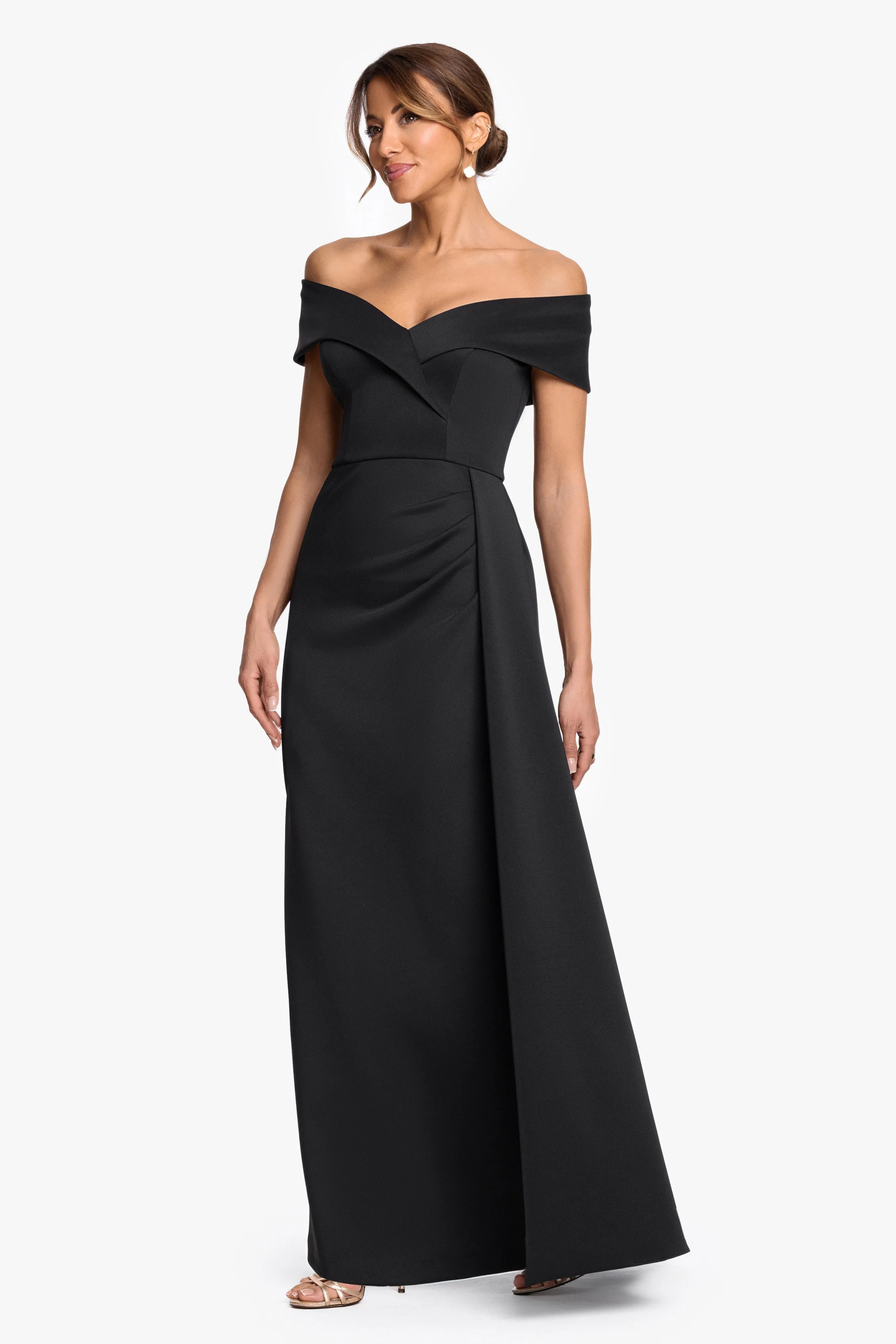 "Roseanne" Scuba Crepe Overlay Skirt Dress sold by Xscape product image thumbnail 4