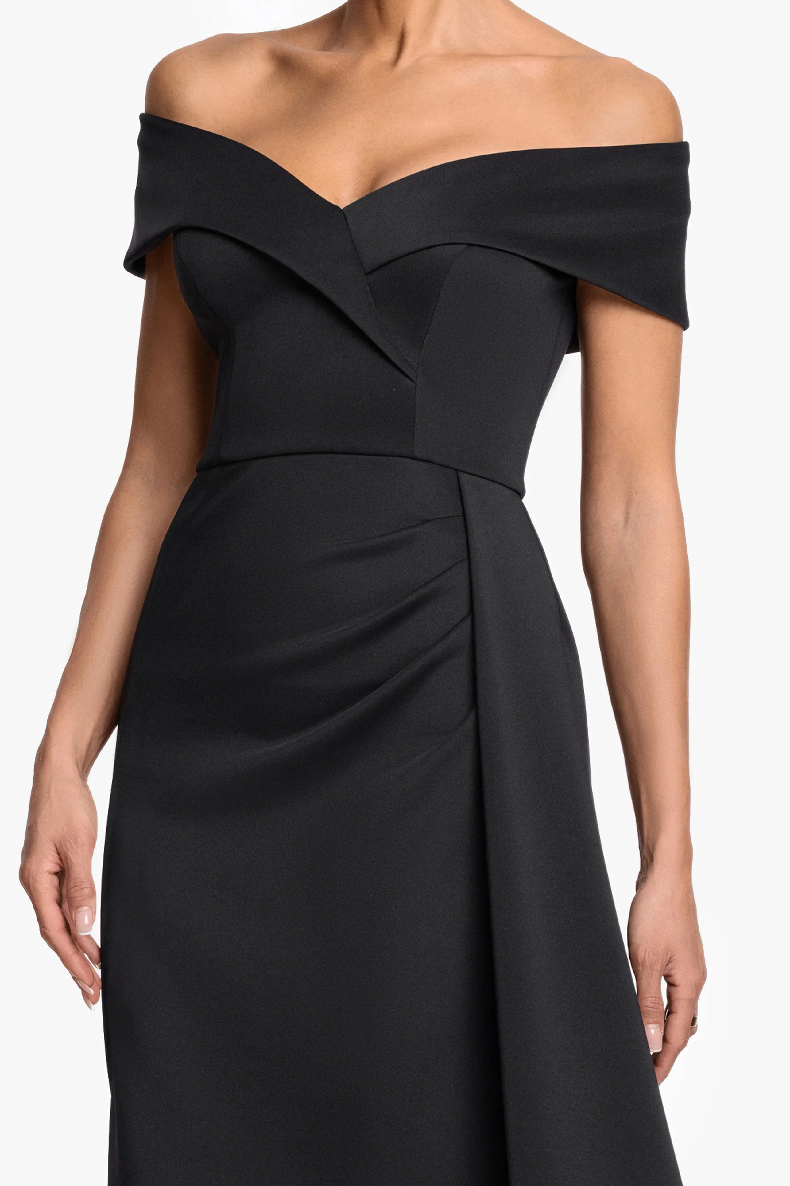 "Roseanne" Scuba Crepe Overlay Skirt Dress sold by Xscape product image thumbnail 2