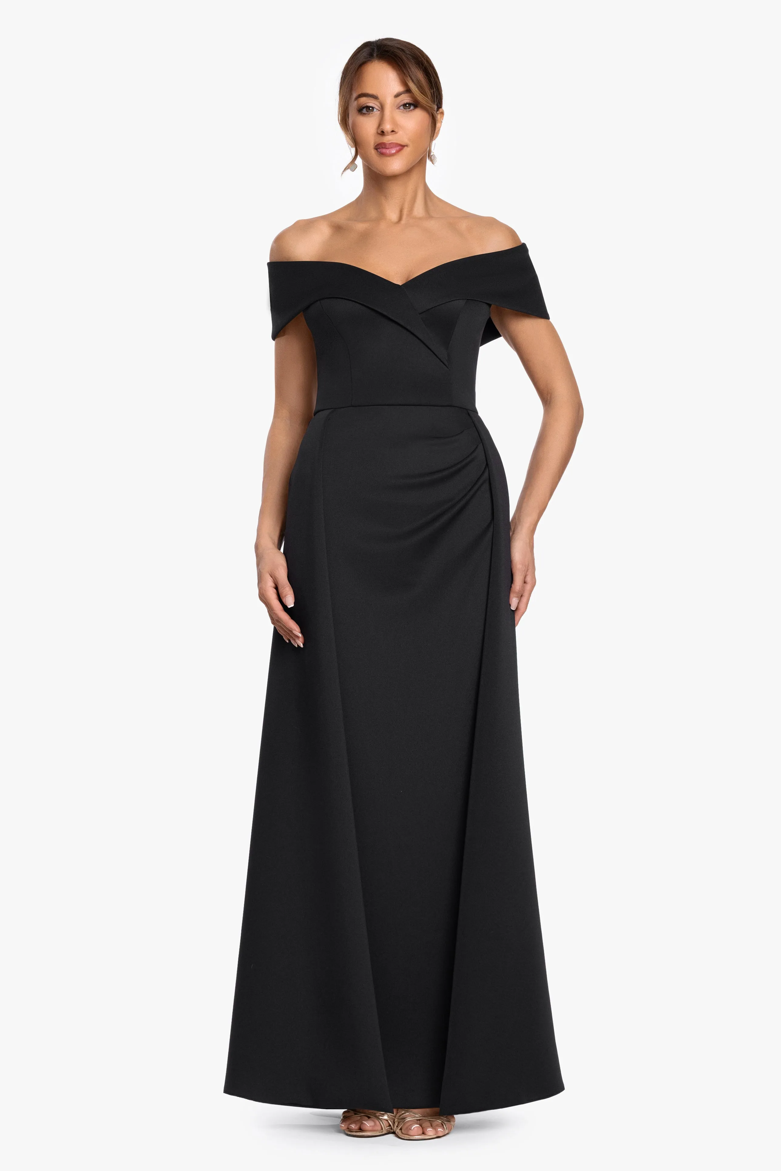 "Roseanne" Scuba Crepe Overlay Skirt Dress sold by Xscape
