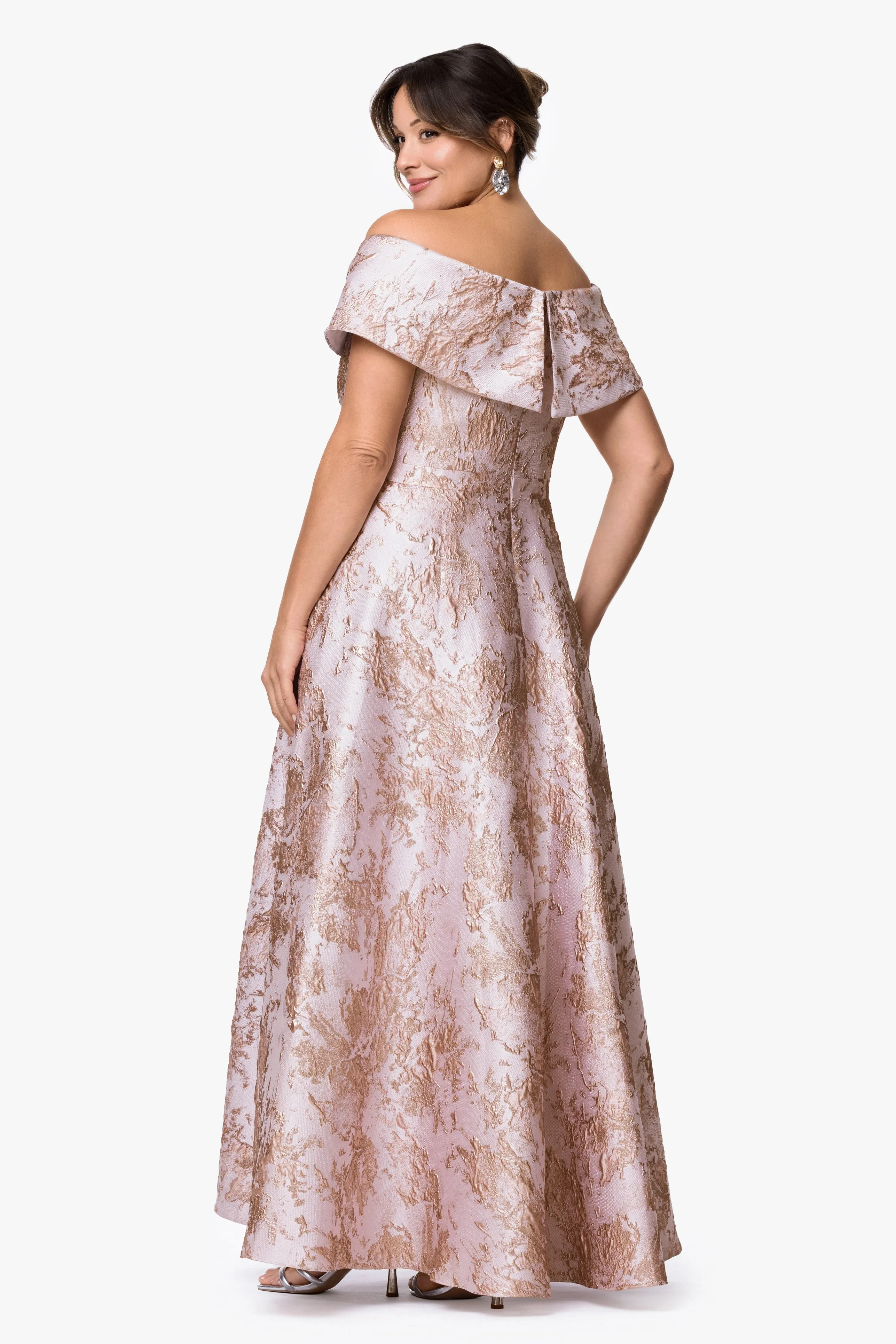 Plus "Daphne" Brocade Off Shoulder Dress sold by Xscape product image thumbnail 3
