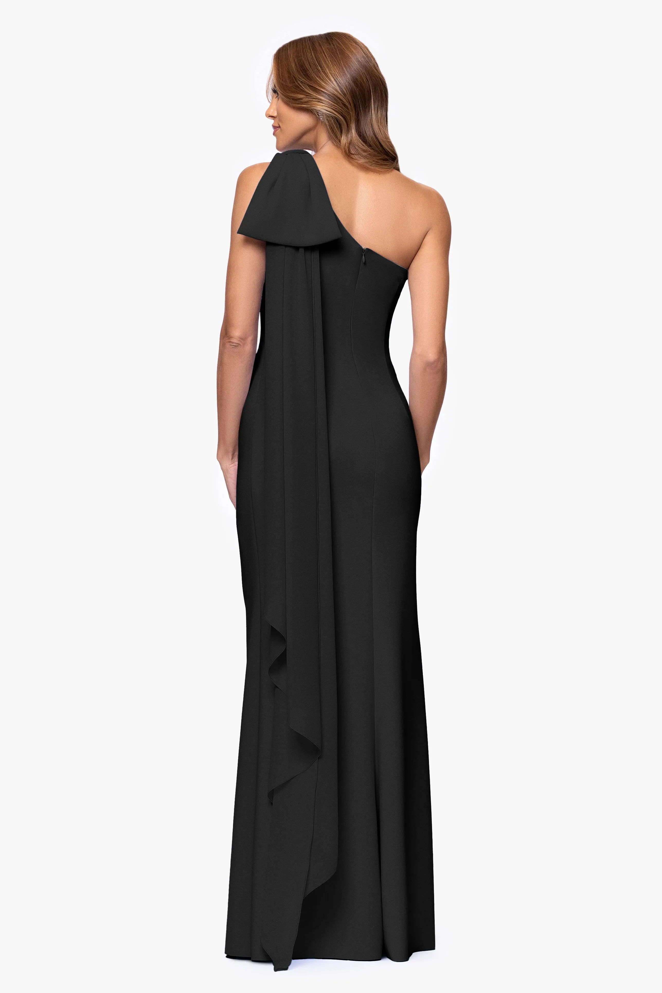 "Gwen" Techno Scuba One Shoulder Sash Dress sold by Xscape product image thumbnail 3