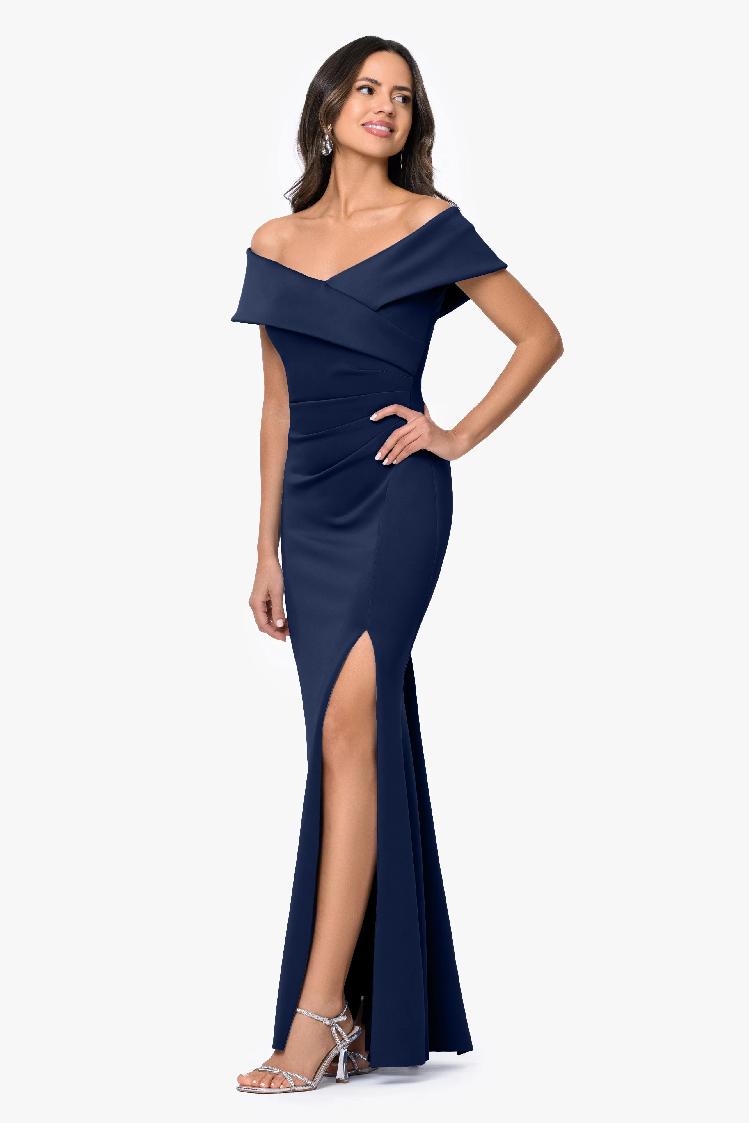 "Faye" Techno Scuba Pleated Dress sold by Xscape product image thumbnail 4