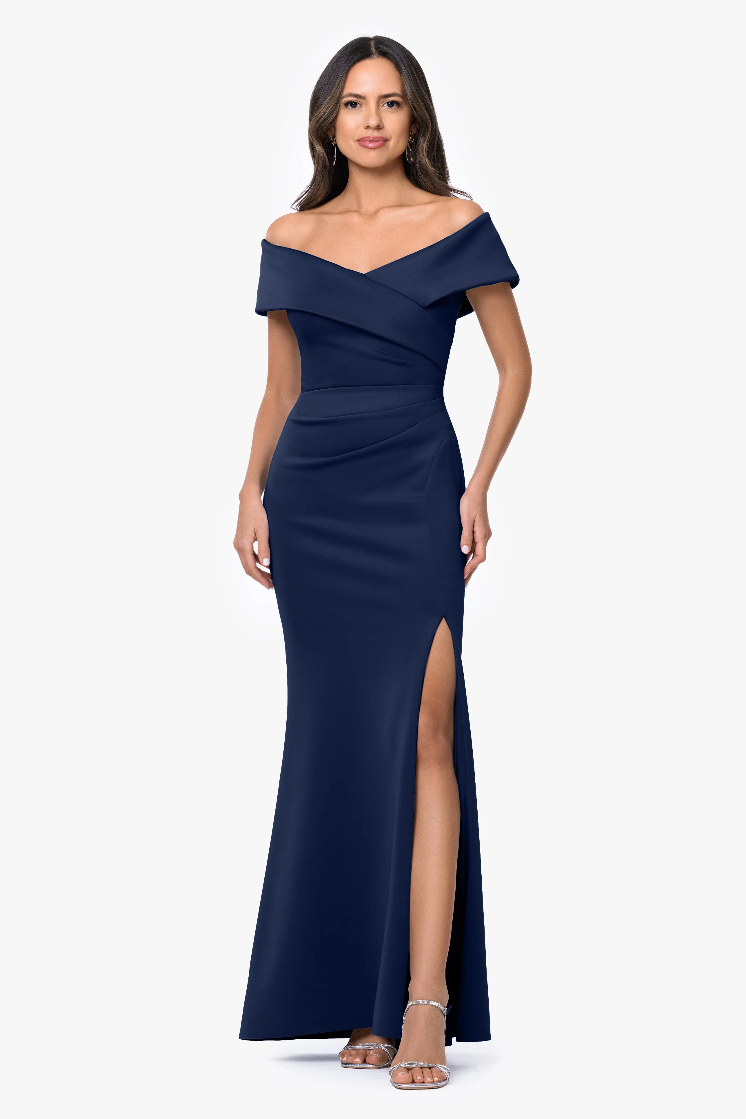 "Faye" Techno Scuba Pleated Dress sold by Xscape product image thumbnail 5