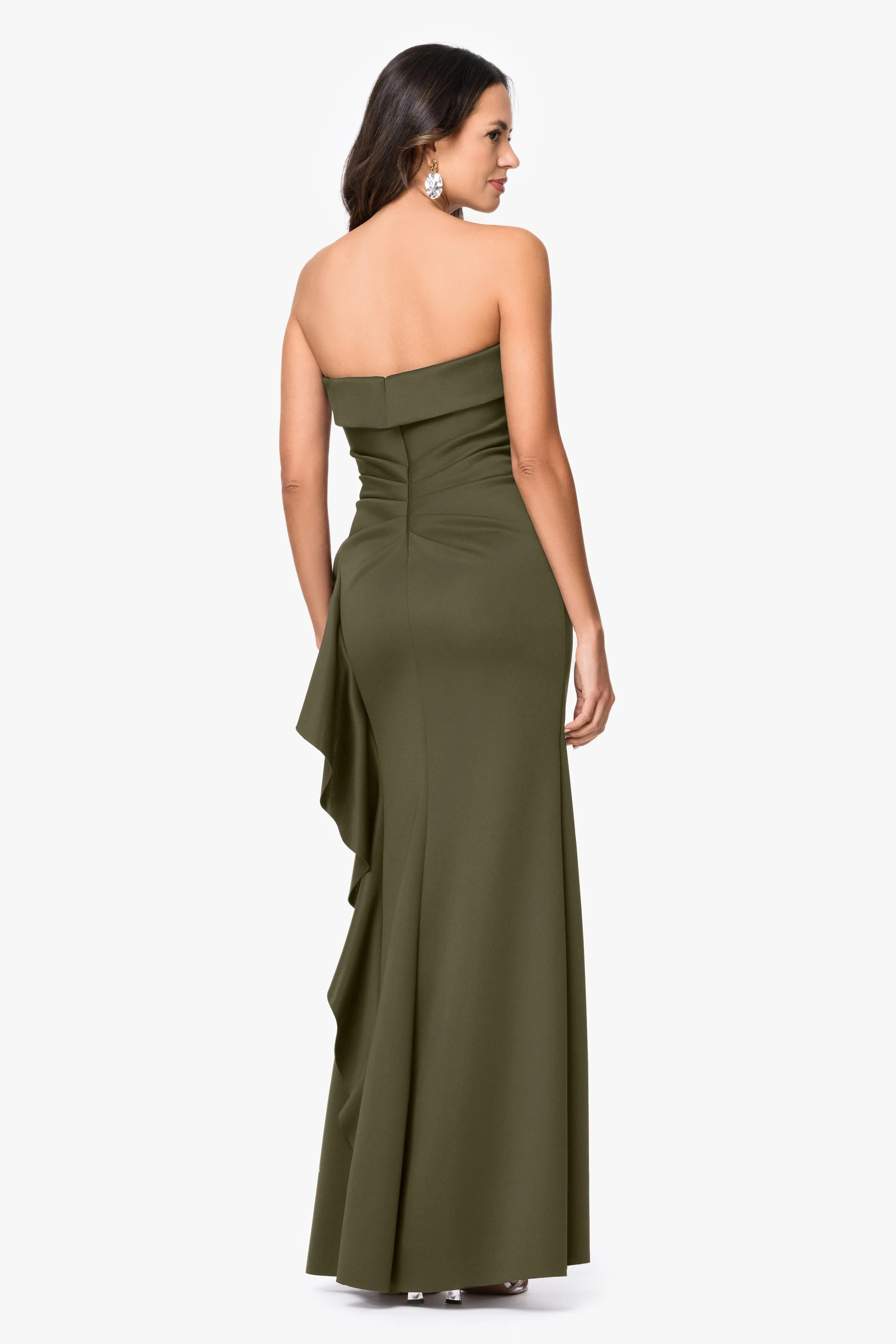 "Jacqueline" Techno Scuba Strapless Ruffle Dress sold by Xscape product image thumbnail 3