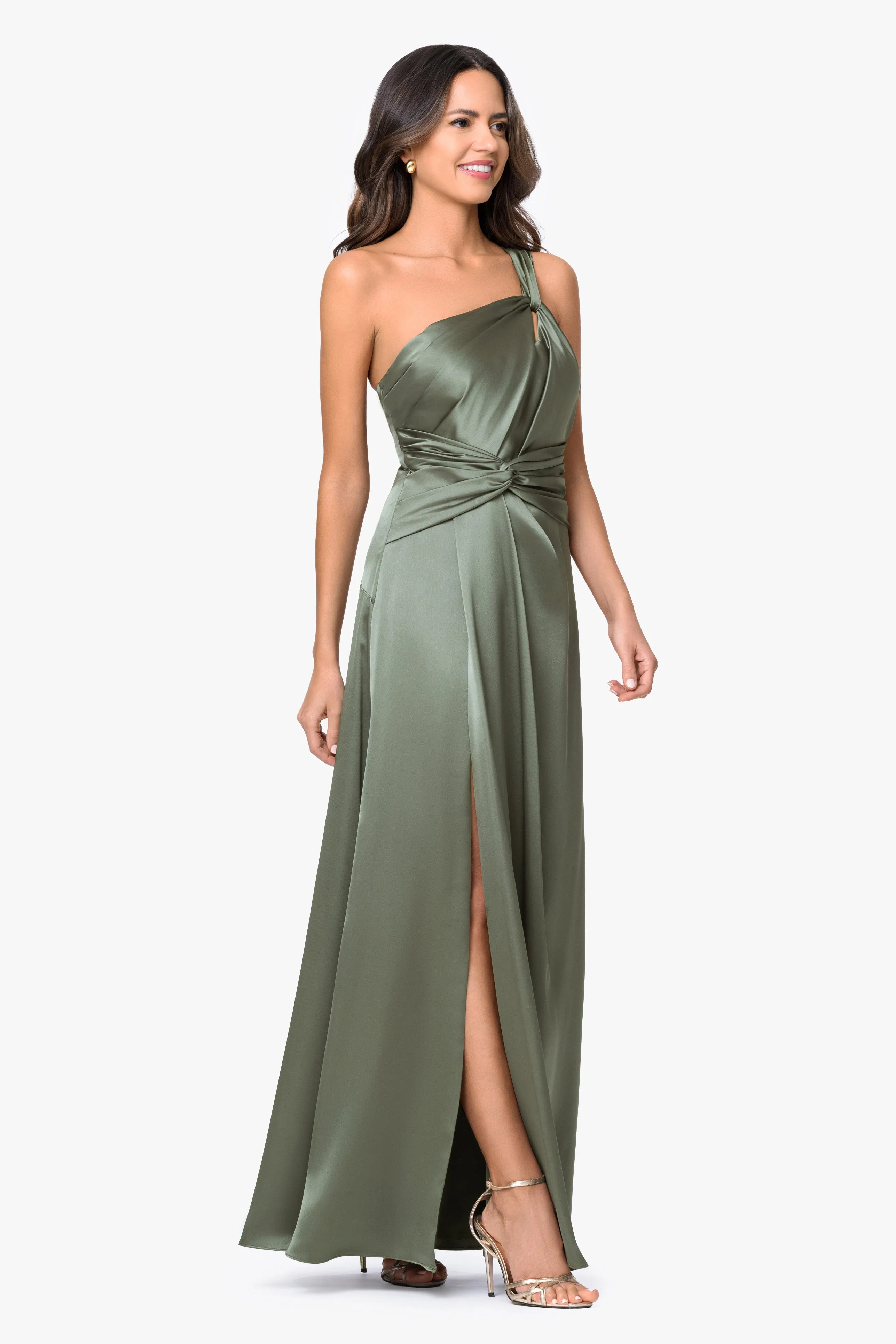 "Leona" Satin Twist Waist Dress sold by Xscape product image thumbnail 4