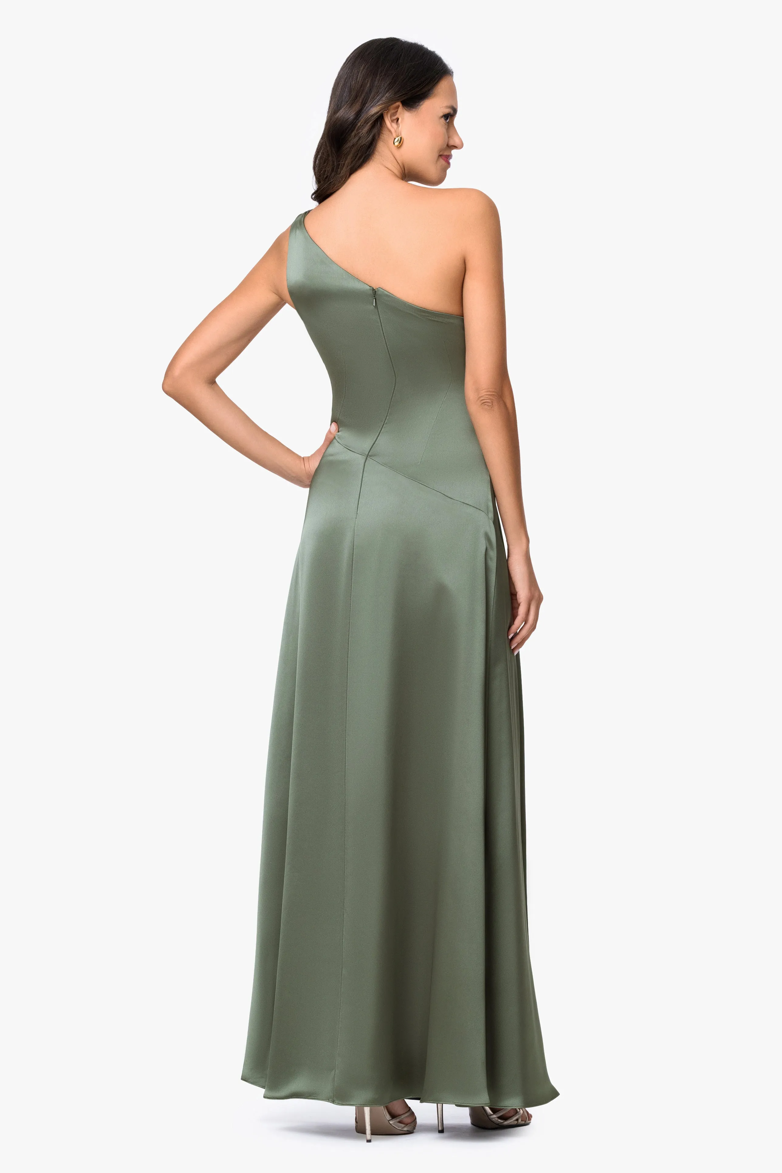 "Leona" Satin Twist Waist Dress sold by Xscape product image thumbnail 3