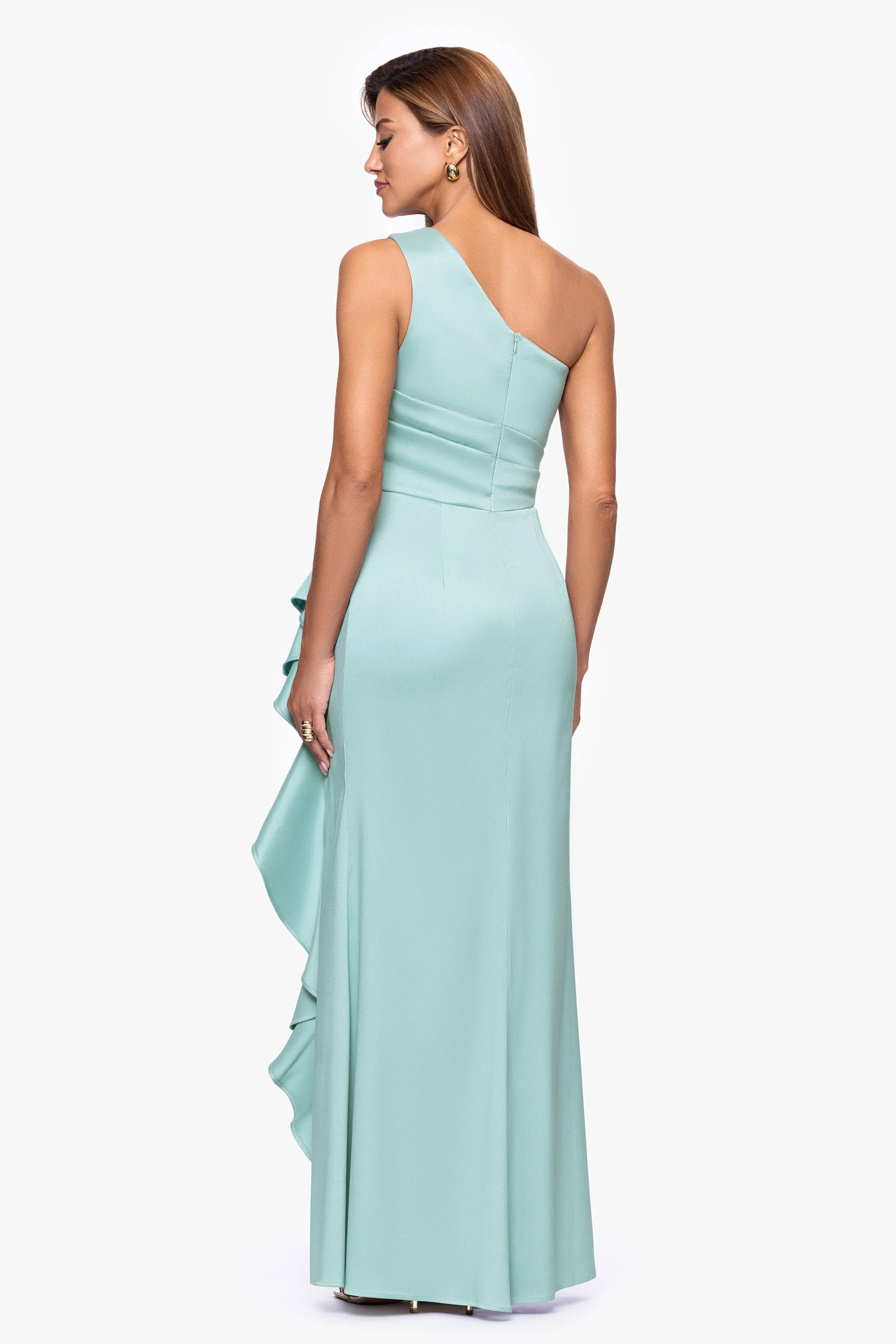 Petite "Nikki" Mikado One Shoulder Ruffle Dress sold by Xscape product image thumbnail 3