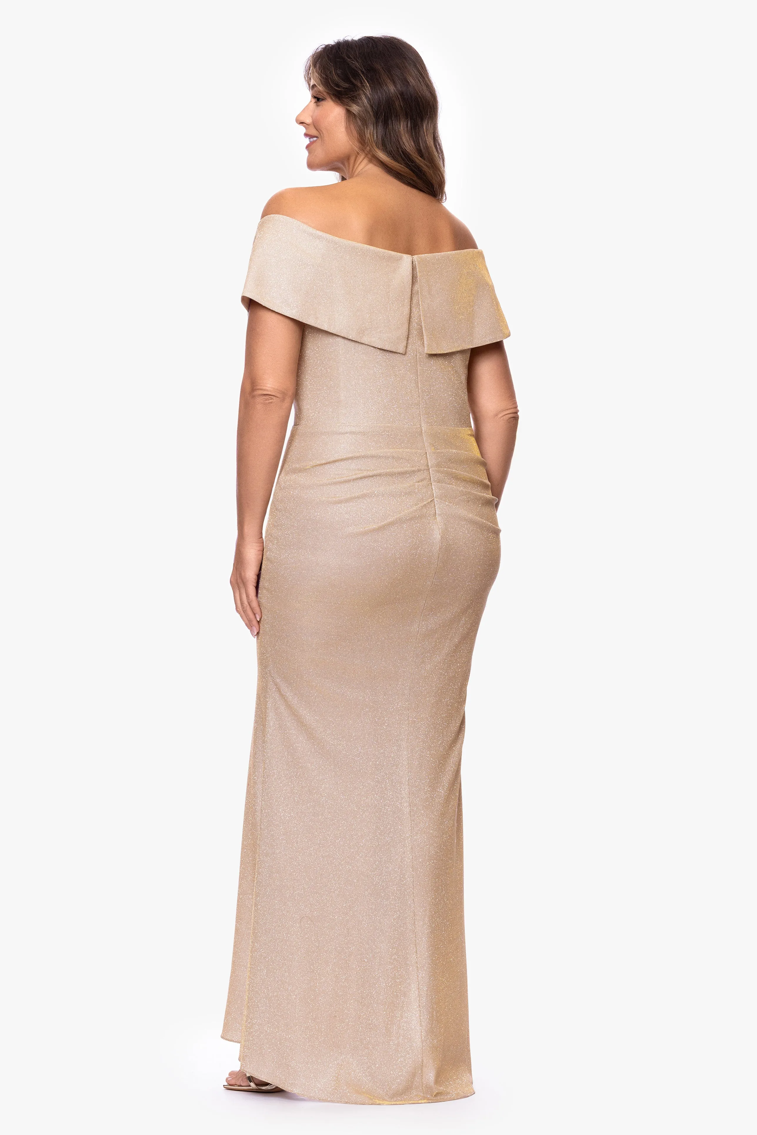 Plus "Raveena" Foil Knit Ruffle Dress sold by Xscape product image thumbnail 3