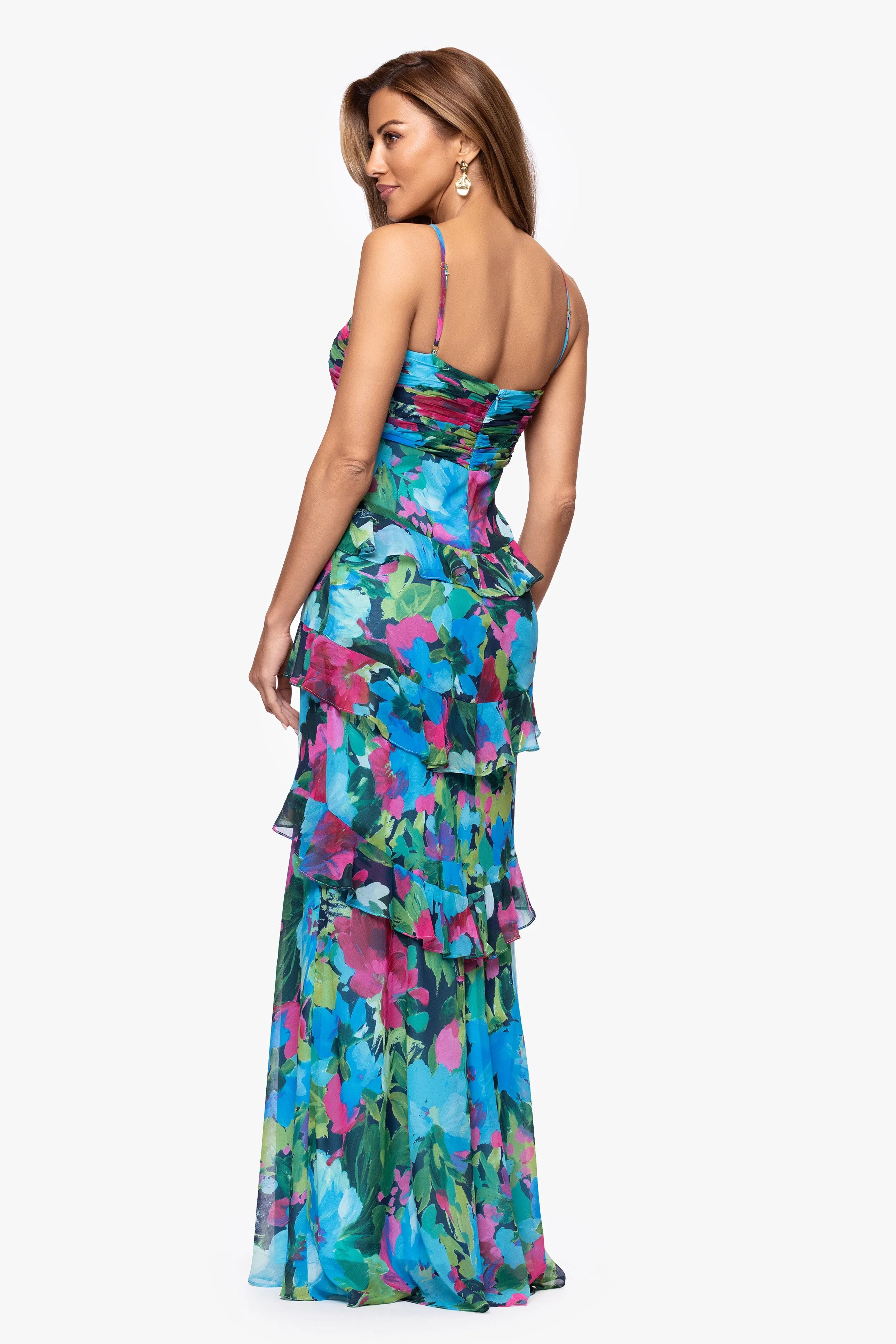 "Jayla" Print Chiffon Tiered Ruffle Dress sold by Xscape product image thumbnail 3