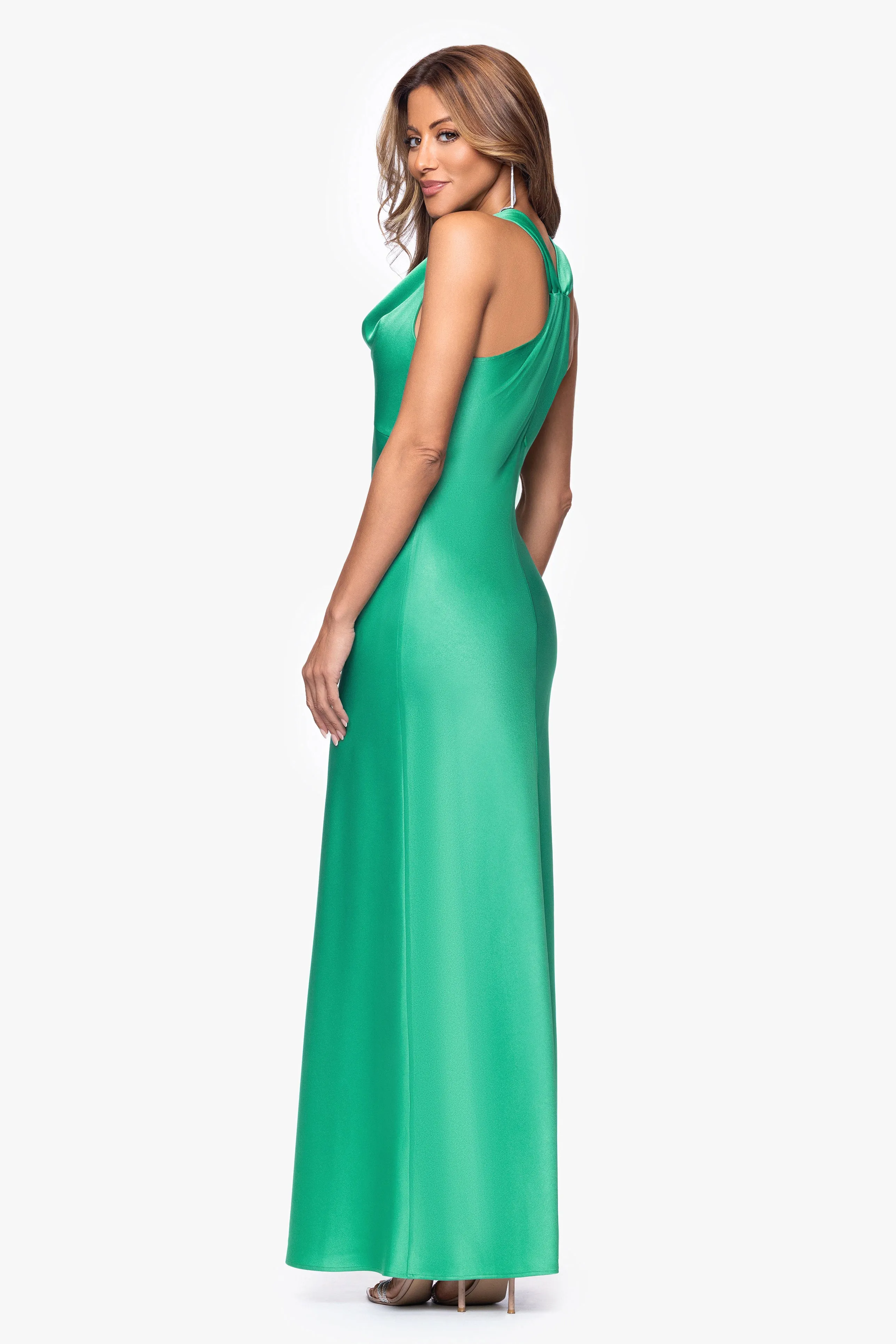 "Veronica" Satin Cowl Neck Dress sold by Xscape product image thumbnail 4