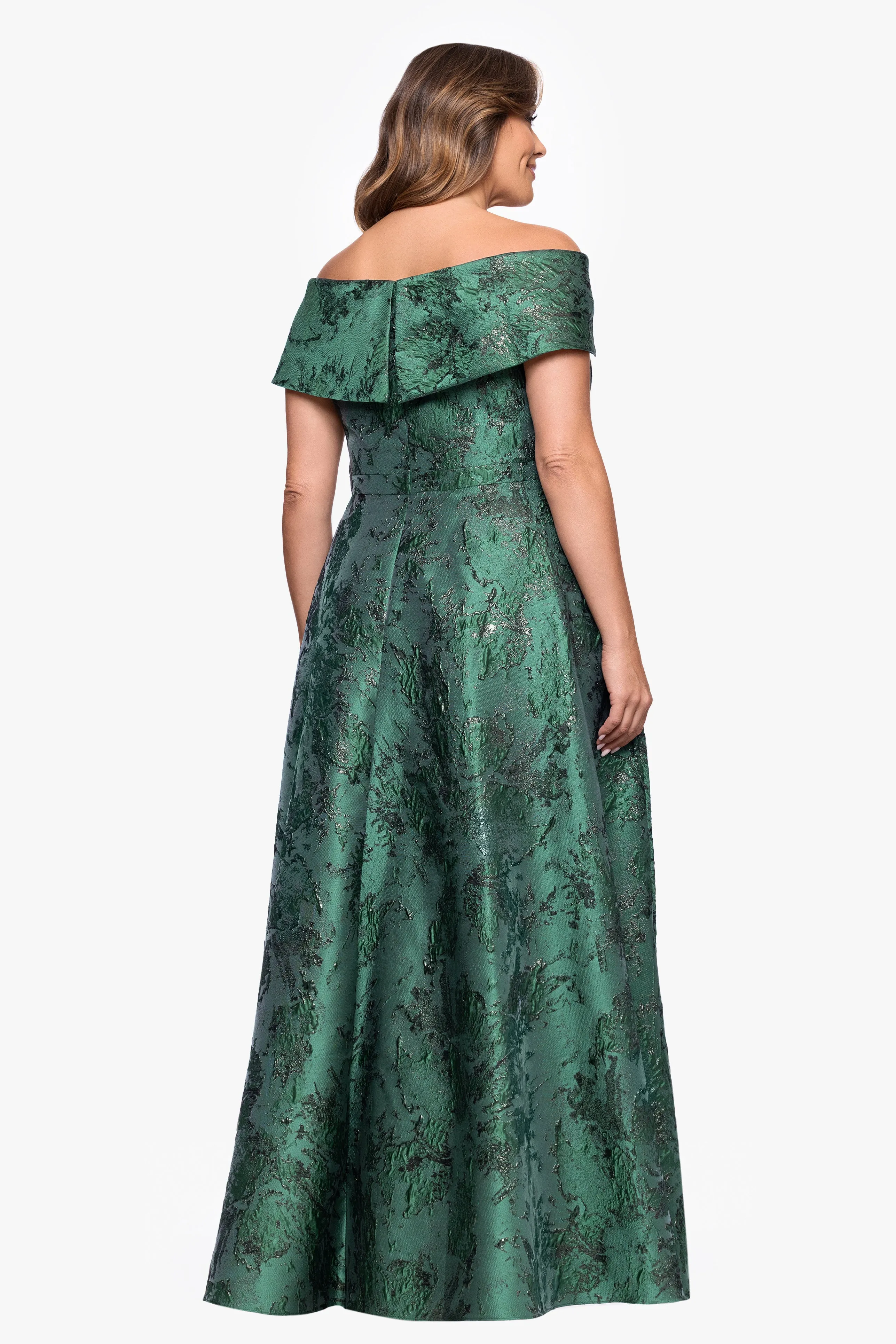 Plus "Daphne" Brocade Off Shoulder Dress sold by Xscape product image thumbnail 3