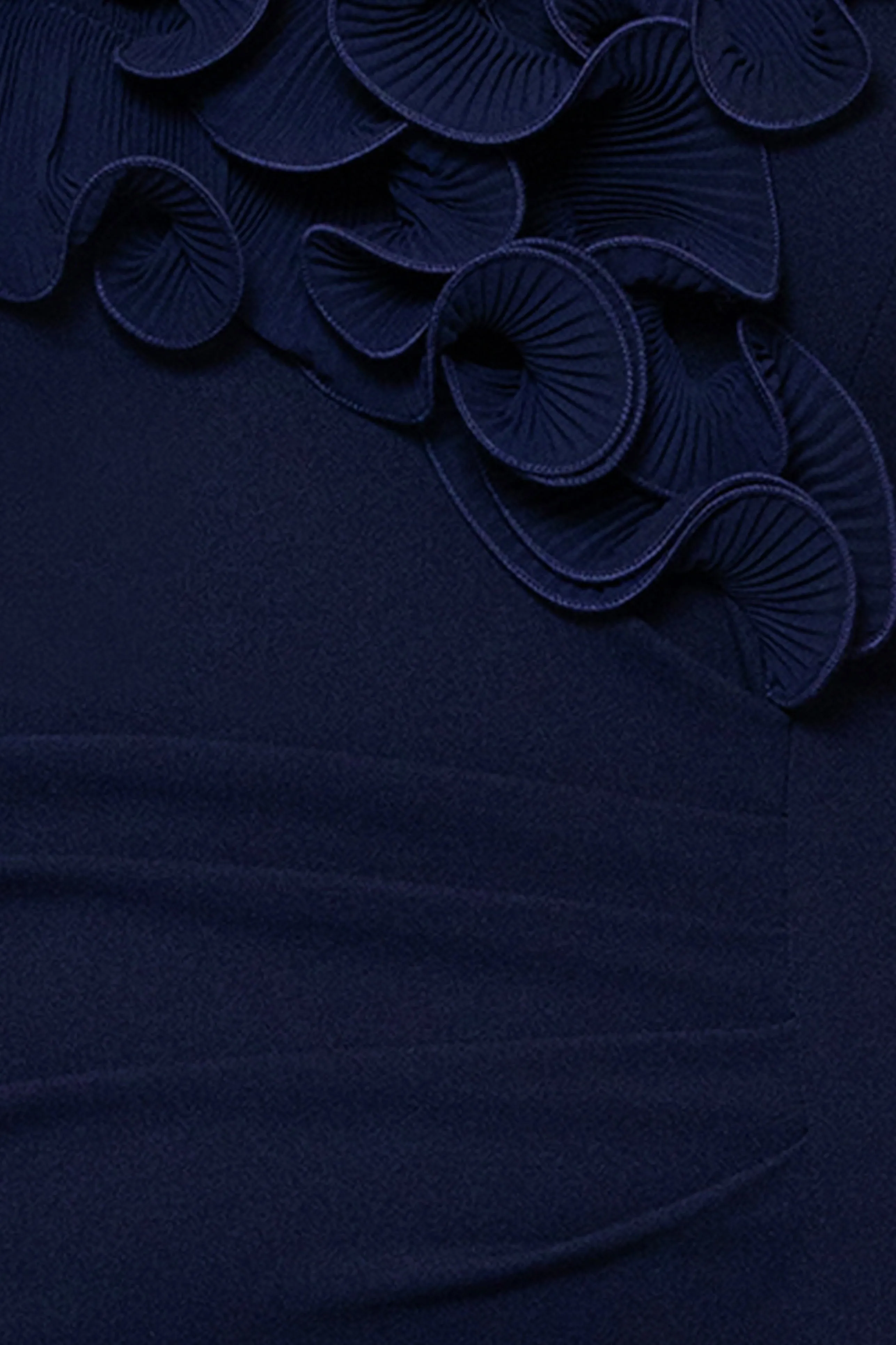 Petite "Anya" Scuba Crepe Off the Shoulder Chiffon Ruffle Neckline Dress sold by Xscape product image thumbnail 5