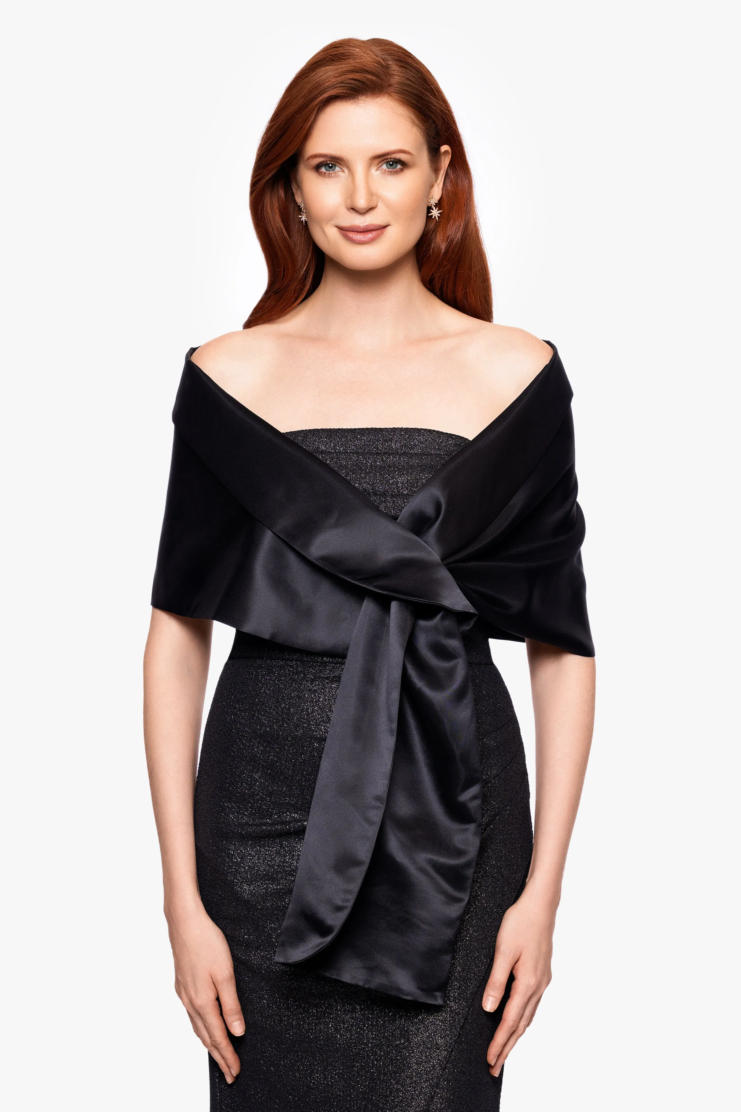 "Trixie" Satin Pull Through Shawl Wrap sold by Xscape product image thumbnail 3