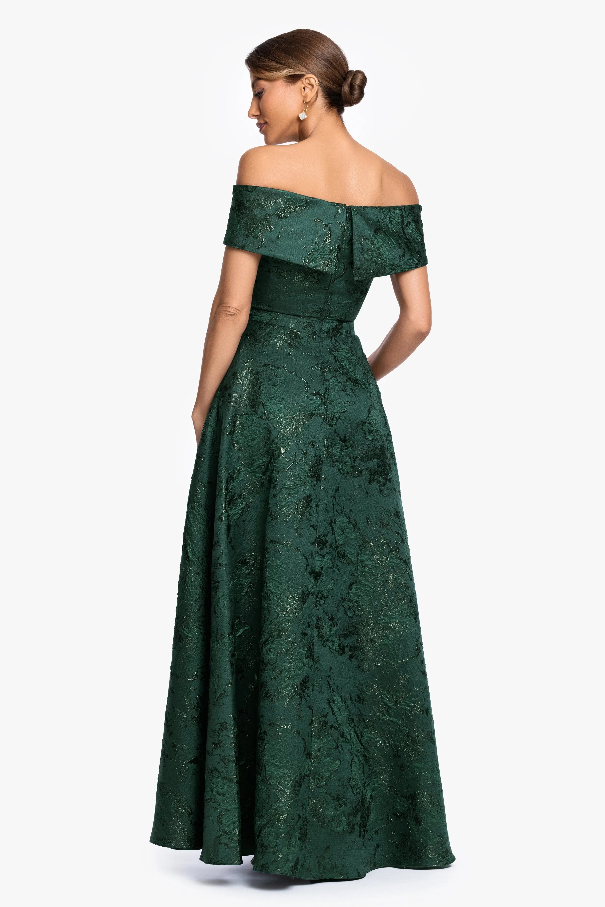 "Daphne" Brocade Off Shoulder Dress sold by Xscape product image thumbnail 3