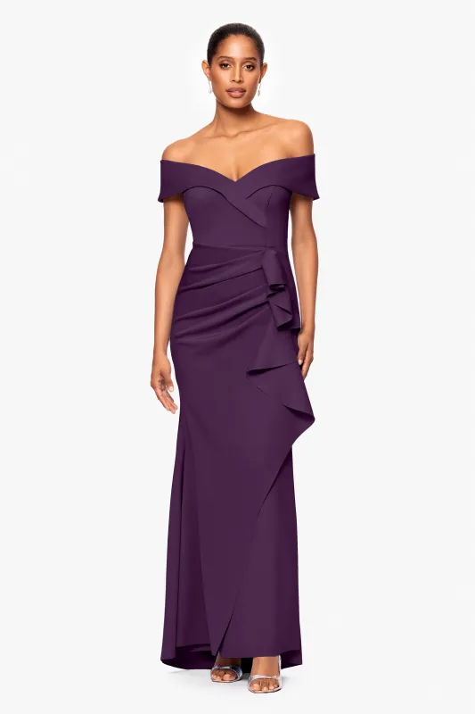 "Patti" Techno Scuba Off The Shoulder Dress made by Xscape