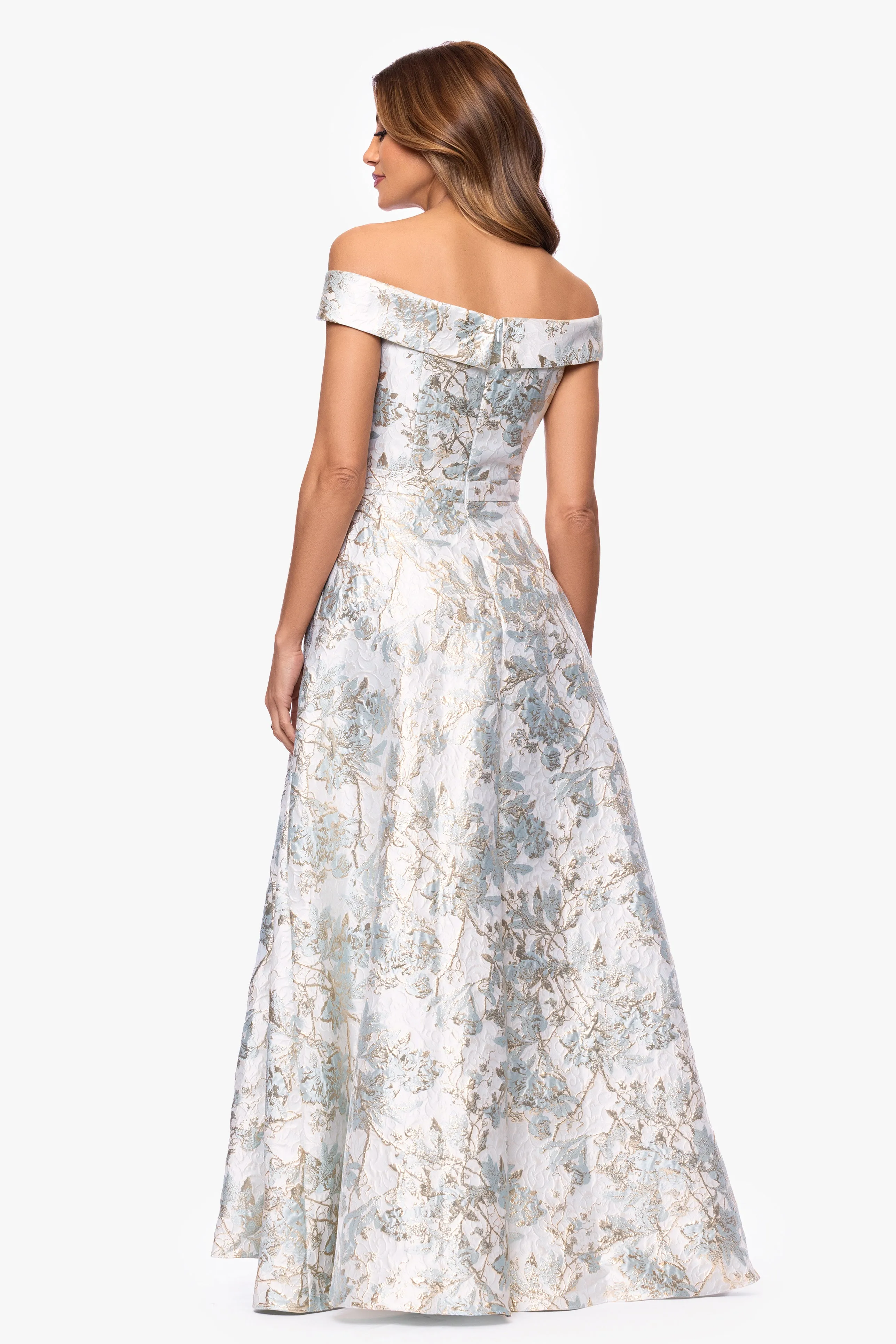 "Sammi" Brocade Off the Shoulder Dress sold by Xscape product image thumbnail 2