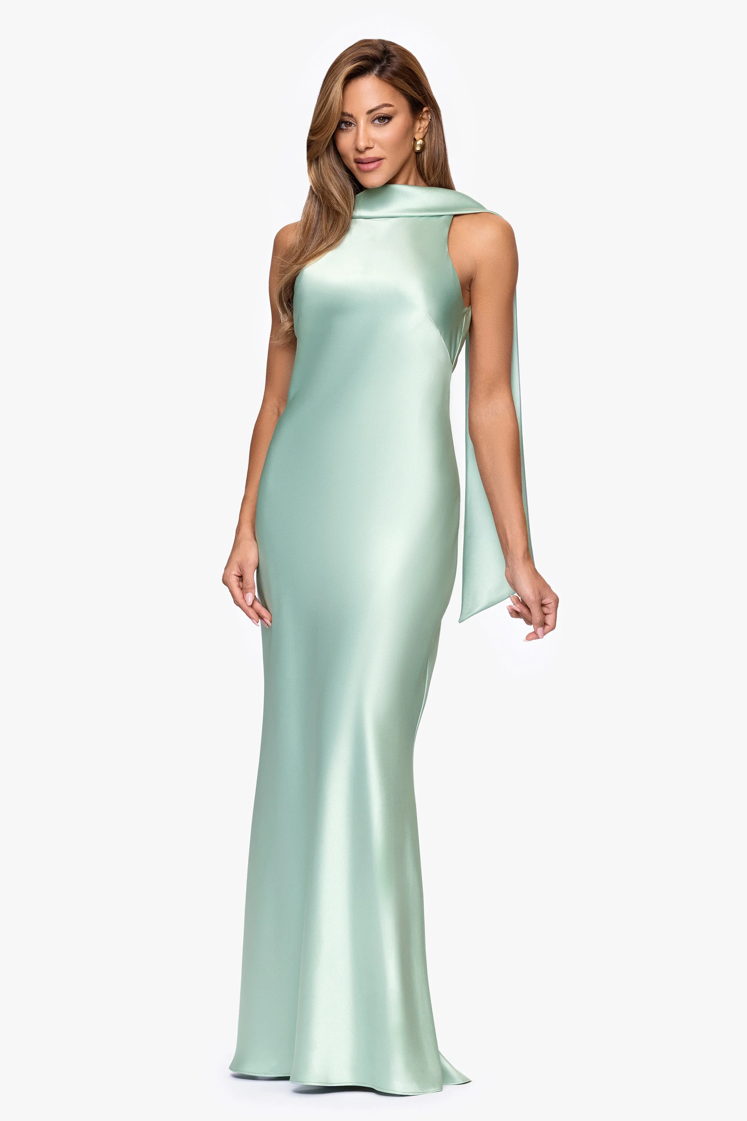 "Mackenzie" Satin Back Sash Dress sold by Xscape product image thumbnail 4