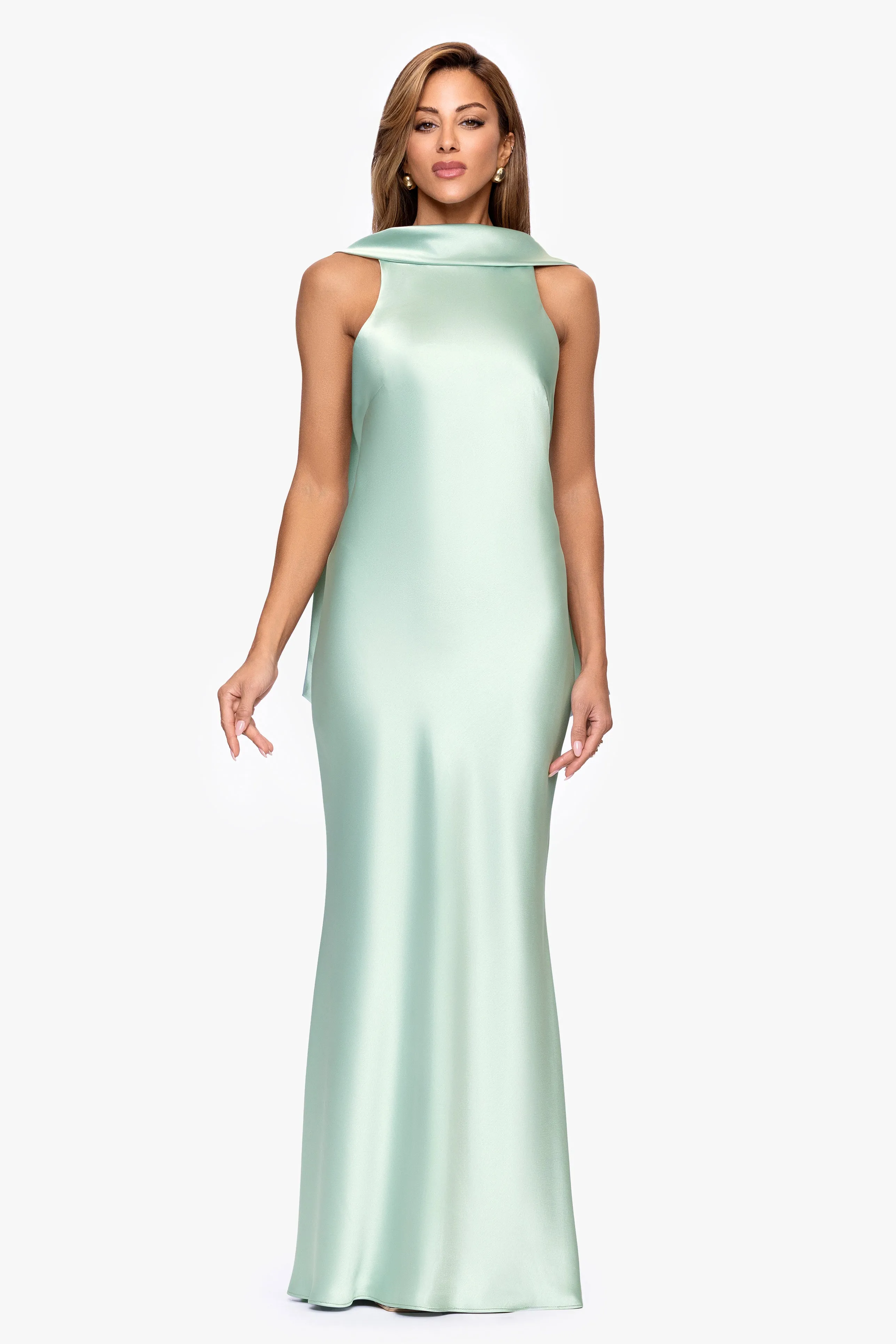 "Mackenzie" Satin Back Sash Dress sold by Xscape