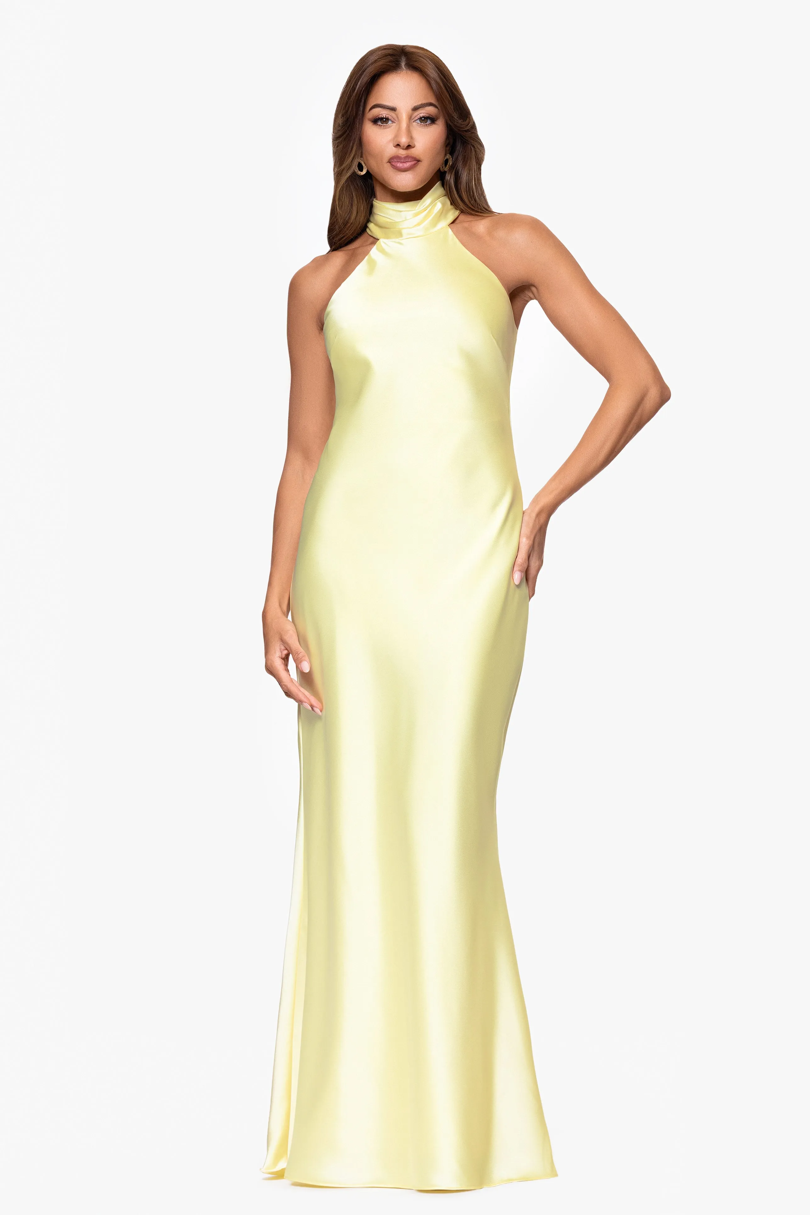 Petite "Ruth" Satin High Tie Neck Backless Dress sold by Xscape product image thumbnail 2