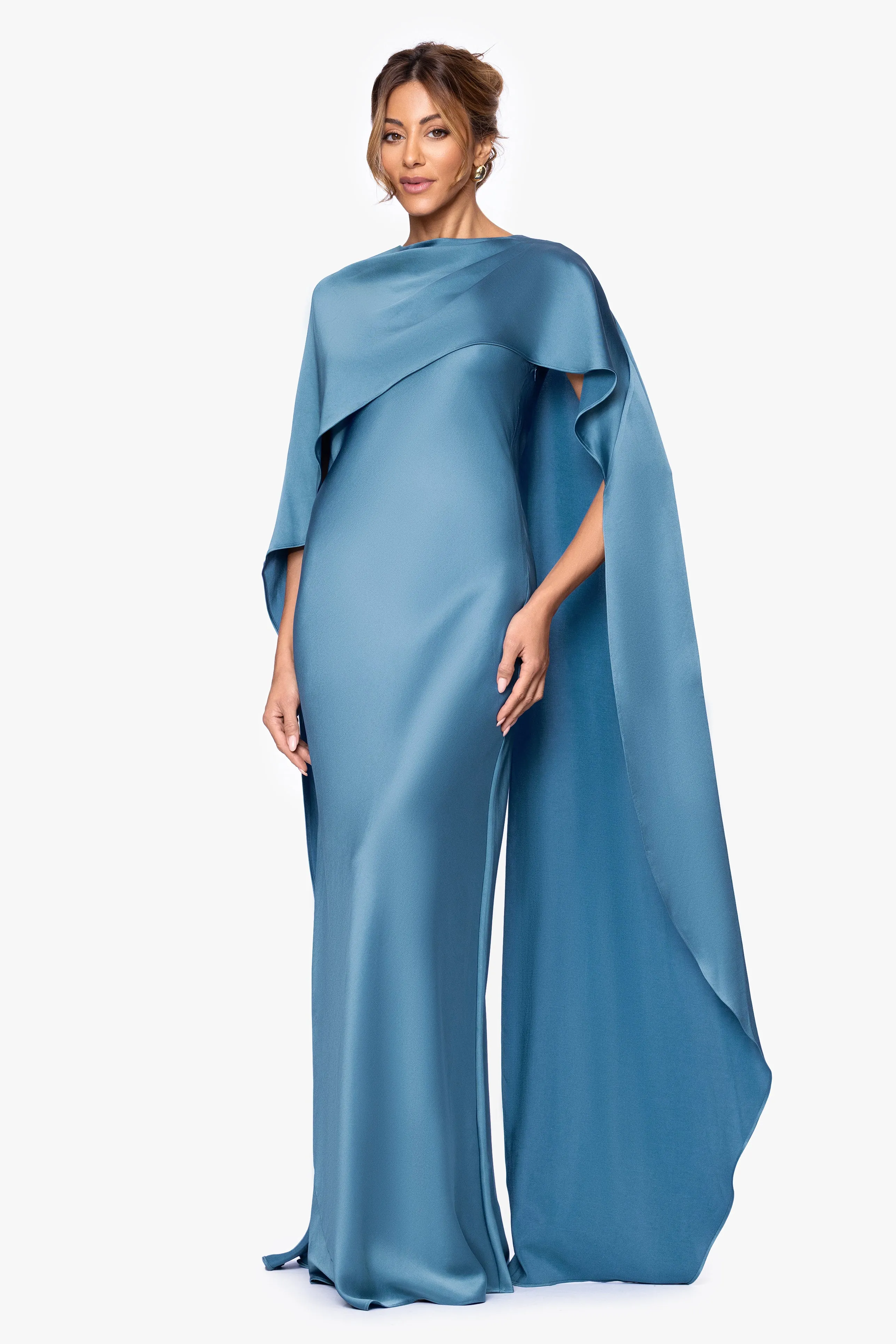 "Tallulah" Satin Overlay Cape Dress sold by Xscape product image thumbnail 4