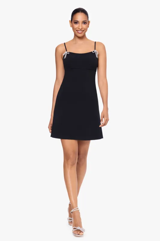 "Bethany" Scuba Crepe Rhinestone Bow Dress made by Xscape