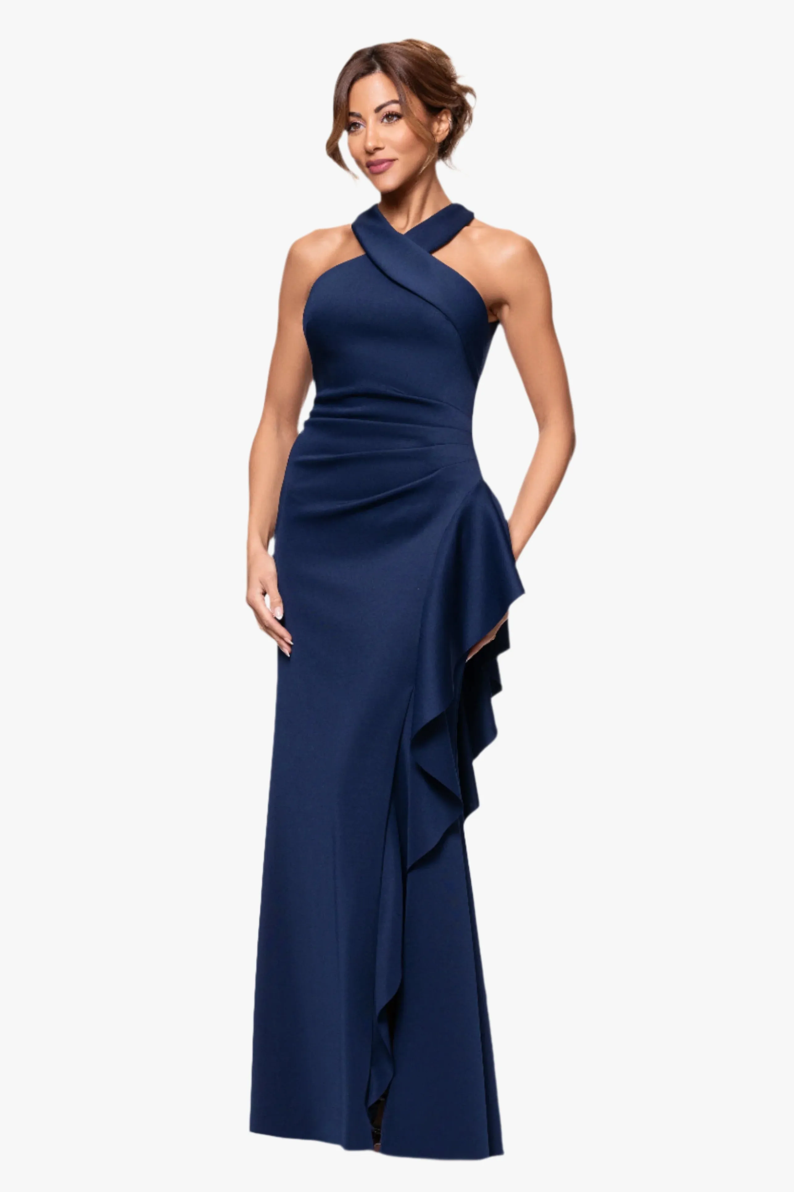 Petite "Gigi" Techno Scuba Cross Neck Dress sold by Xscape product image thumbnail 5