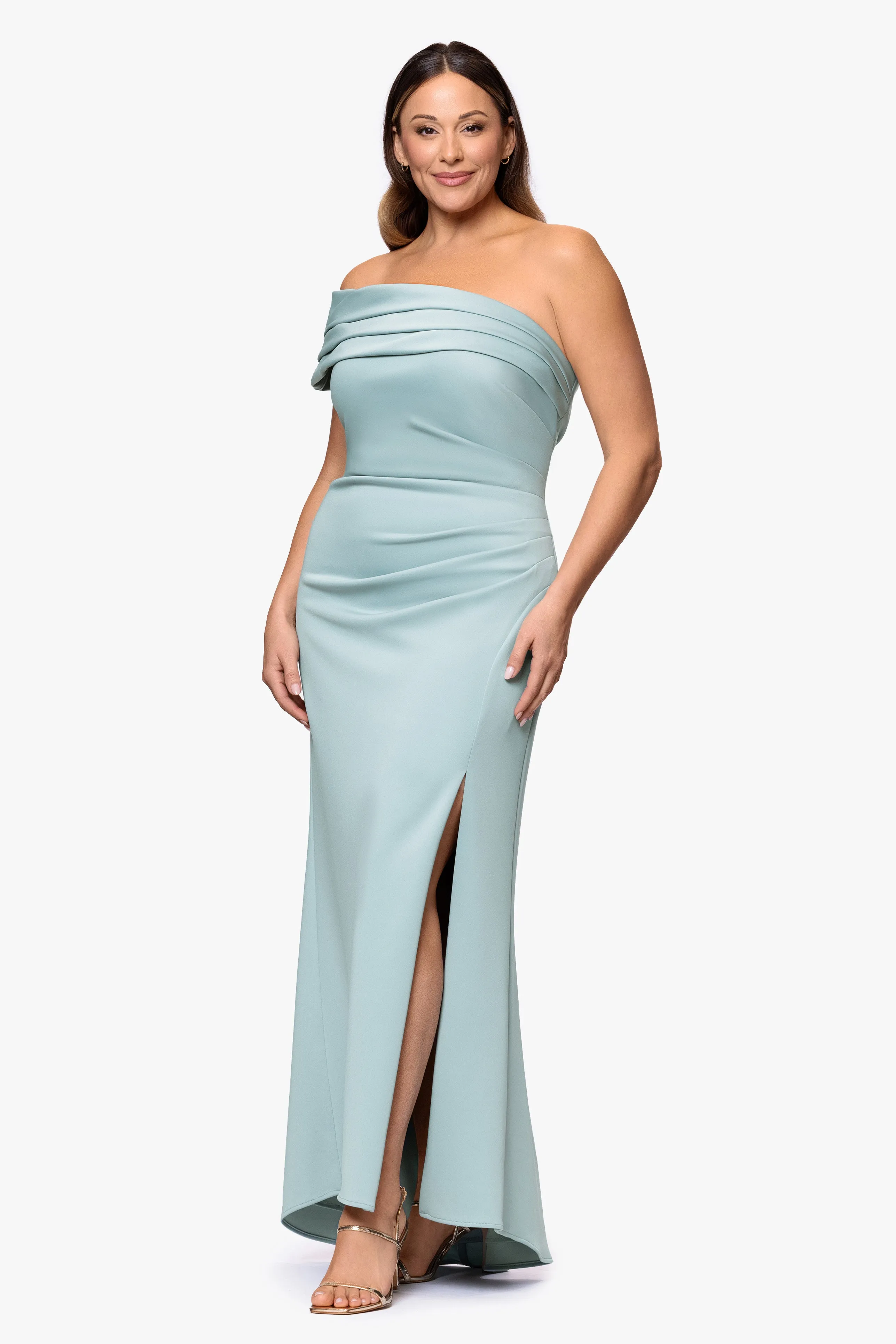 Plus "Whitney" Techno Scuba One Shoulder Dress sold by Xscape product image thumbnail 4